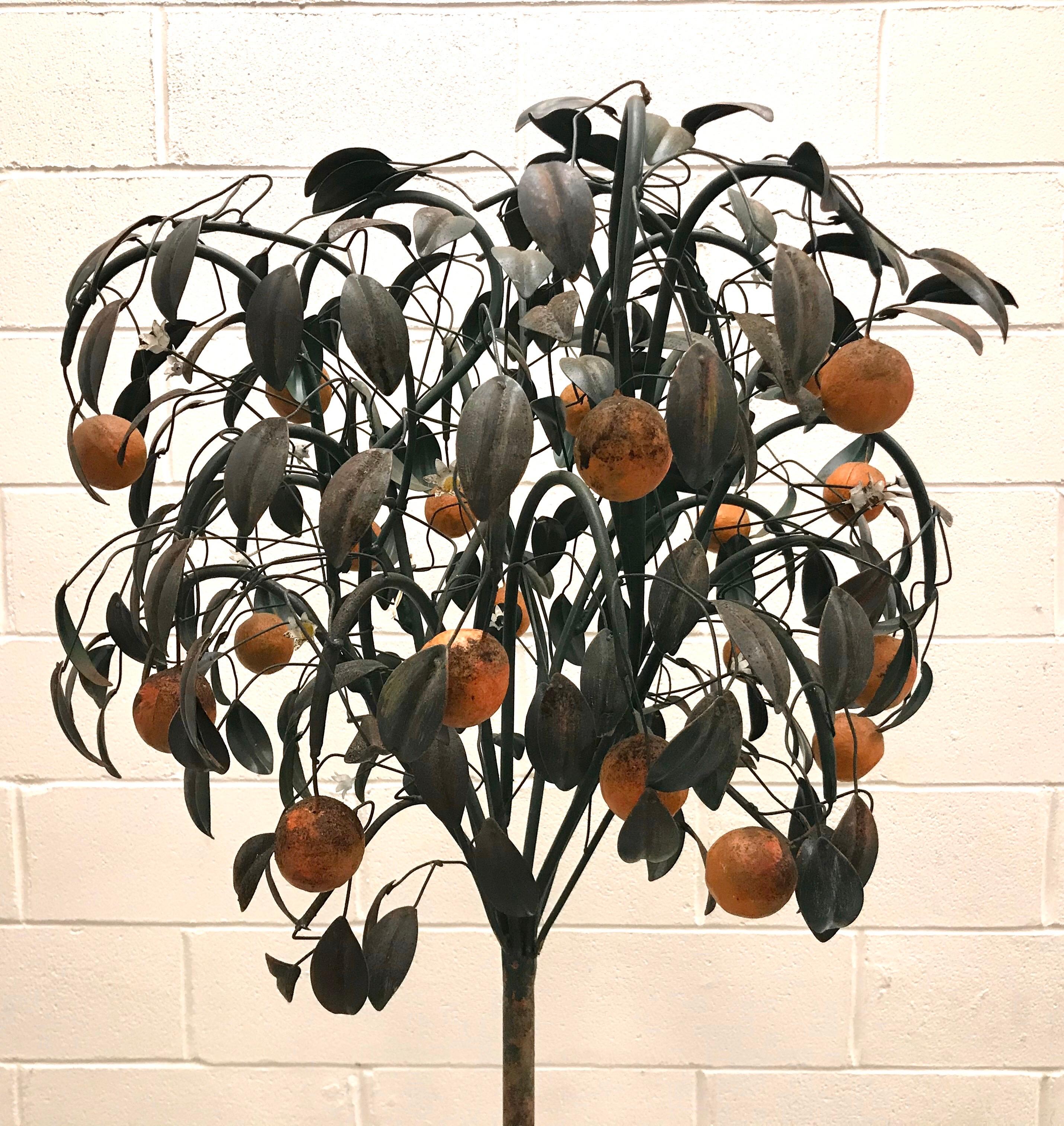 Italian Tole Metal Orange Tree In Good Condition For Sale In Lake Success, NY