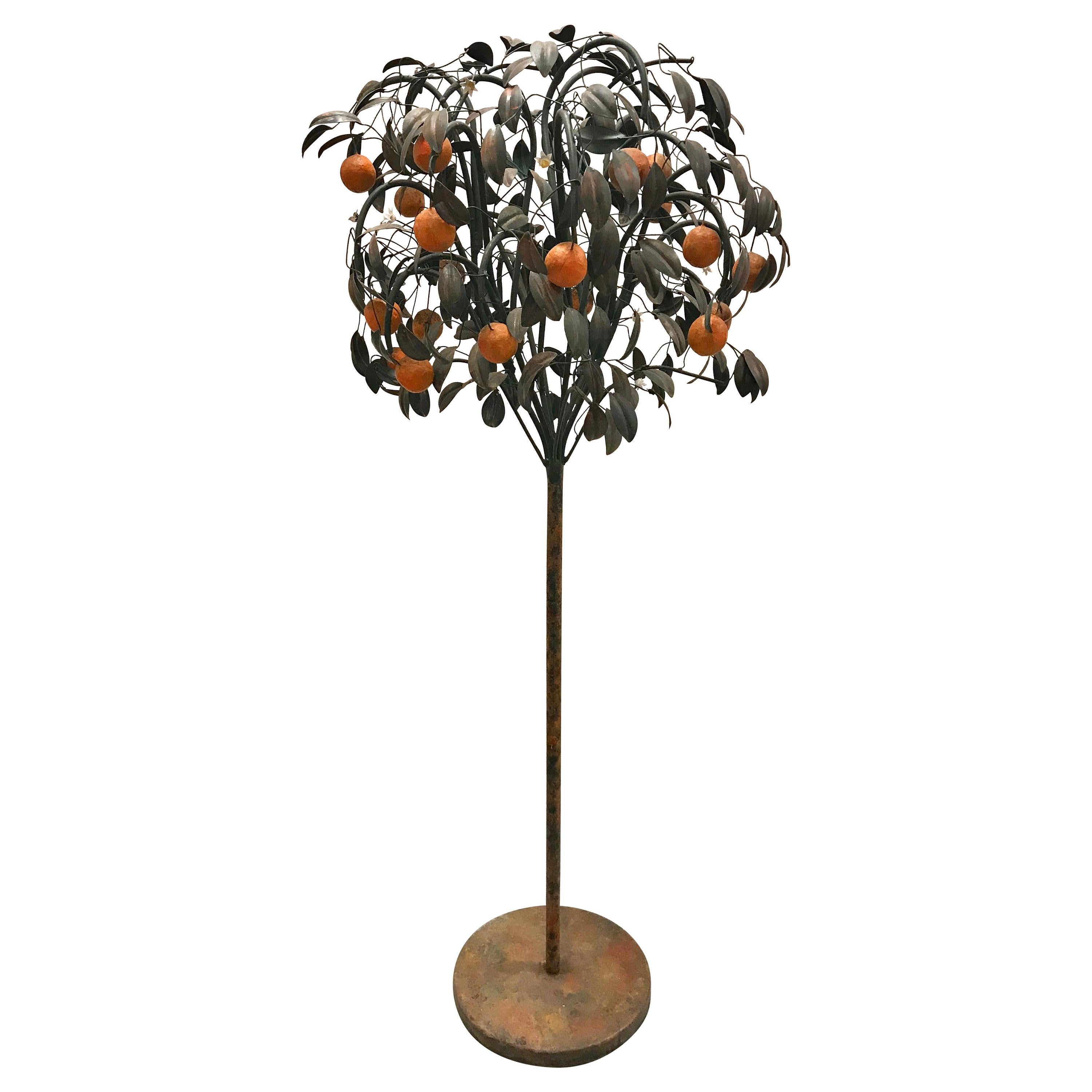 Italian Tole Metal Orange Tree For Sale