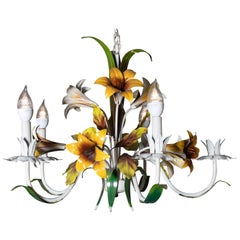 Italian Tole Painted Lilly Chandelier