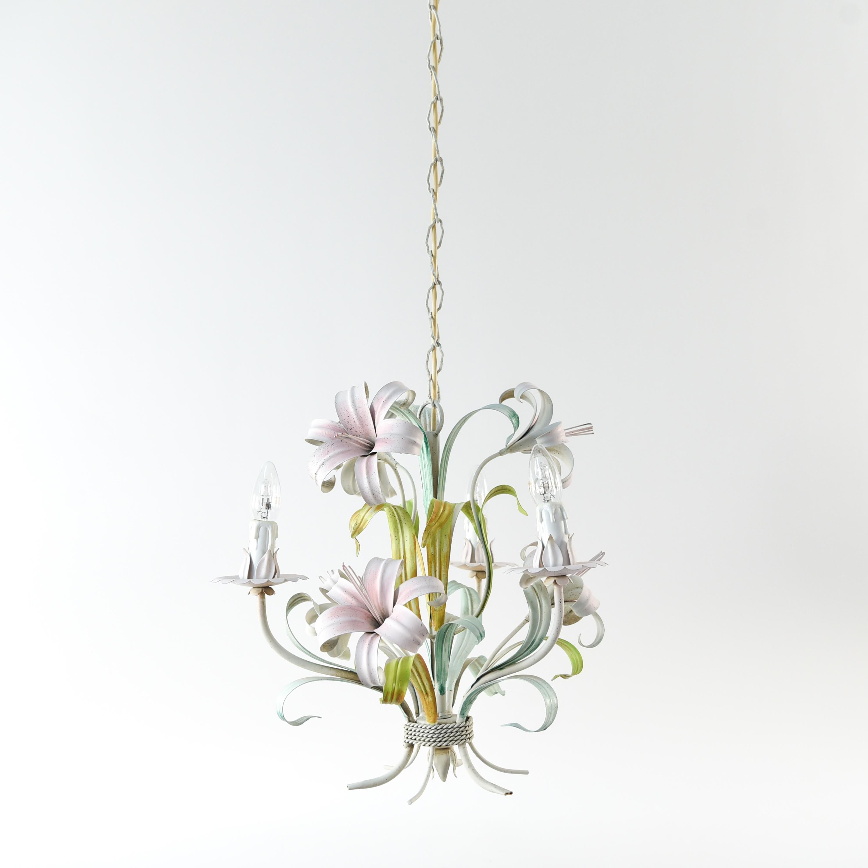 vintage Italian lily tole chandelier | Chandelier, Flower vintage Italian lily tole chandelier | Chandelier, Flower