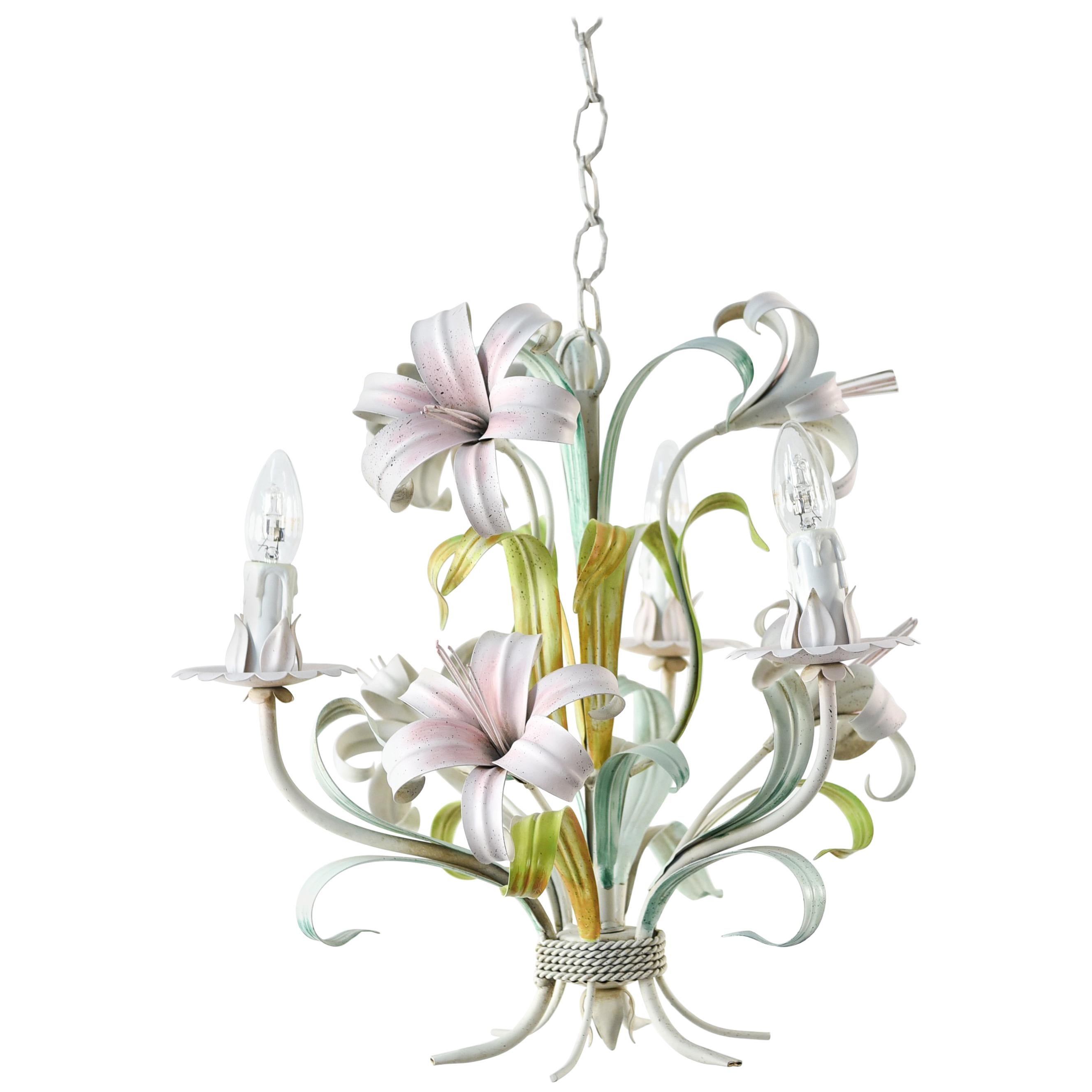 vintage Italian lily tole chandelier | Chandelier, Flower vintage Italian lily tole chandelier | Chandelier, Flower