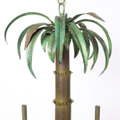 Italian Tole Palm Tree and Monkey Vintage Chandelier