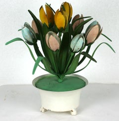Italian Tole Potted Tulips Table Ornament
