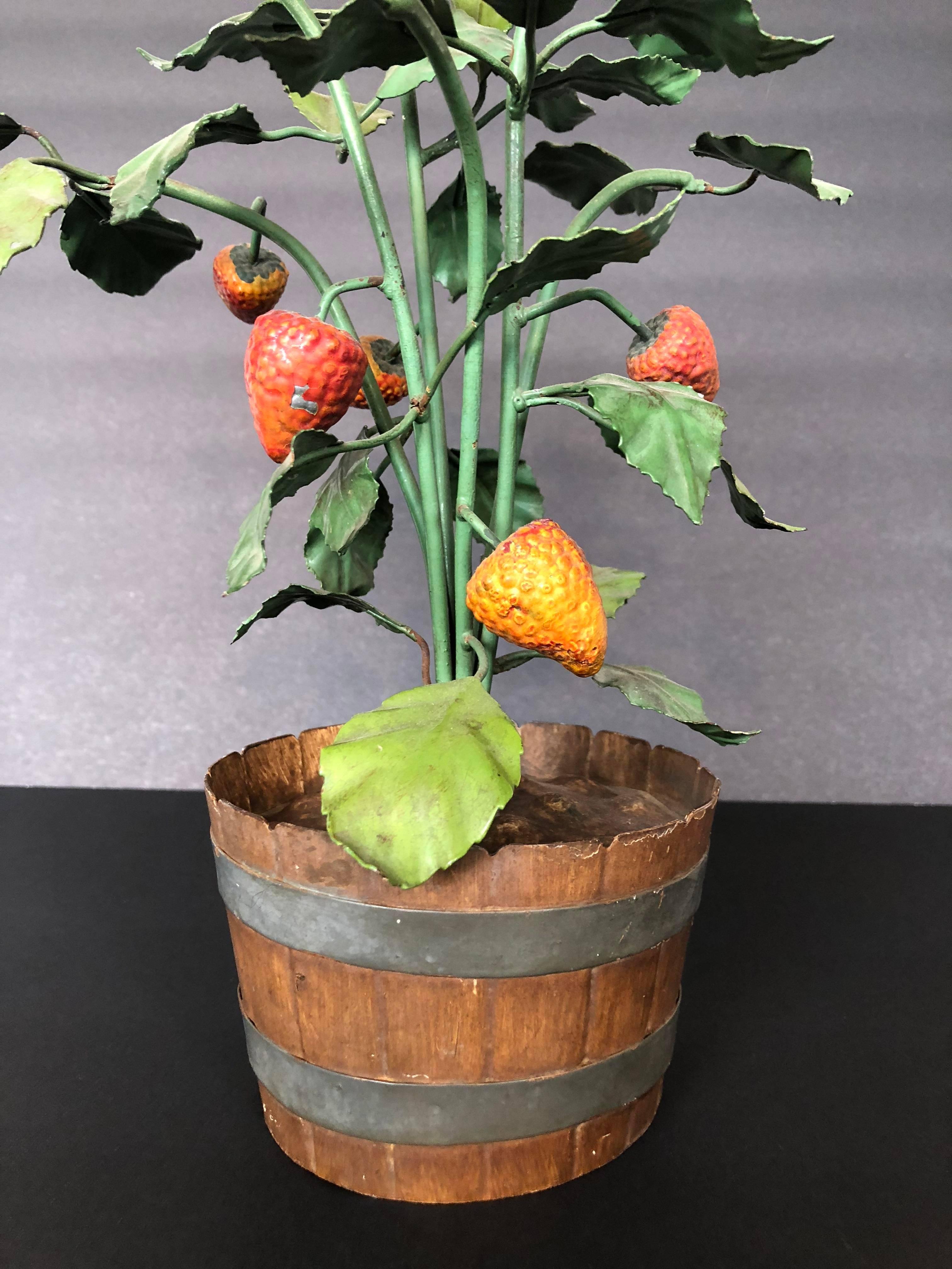 Hollywood Regency Italian Tole Strawberry Plant