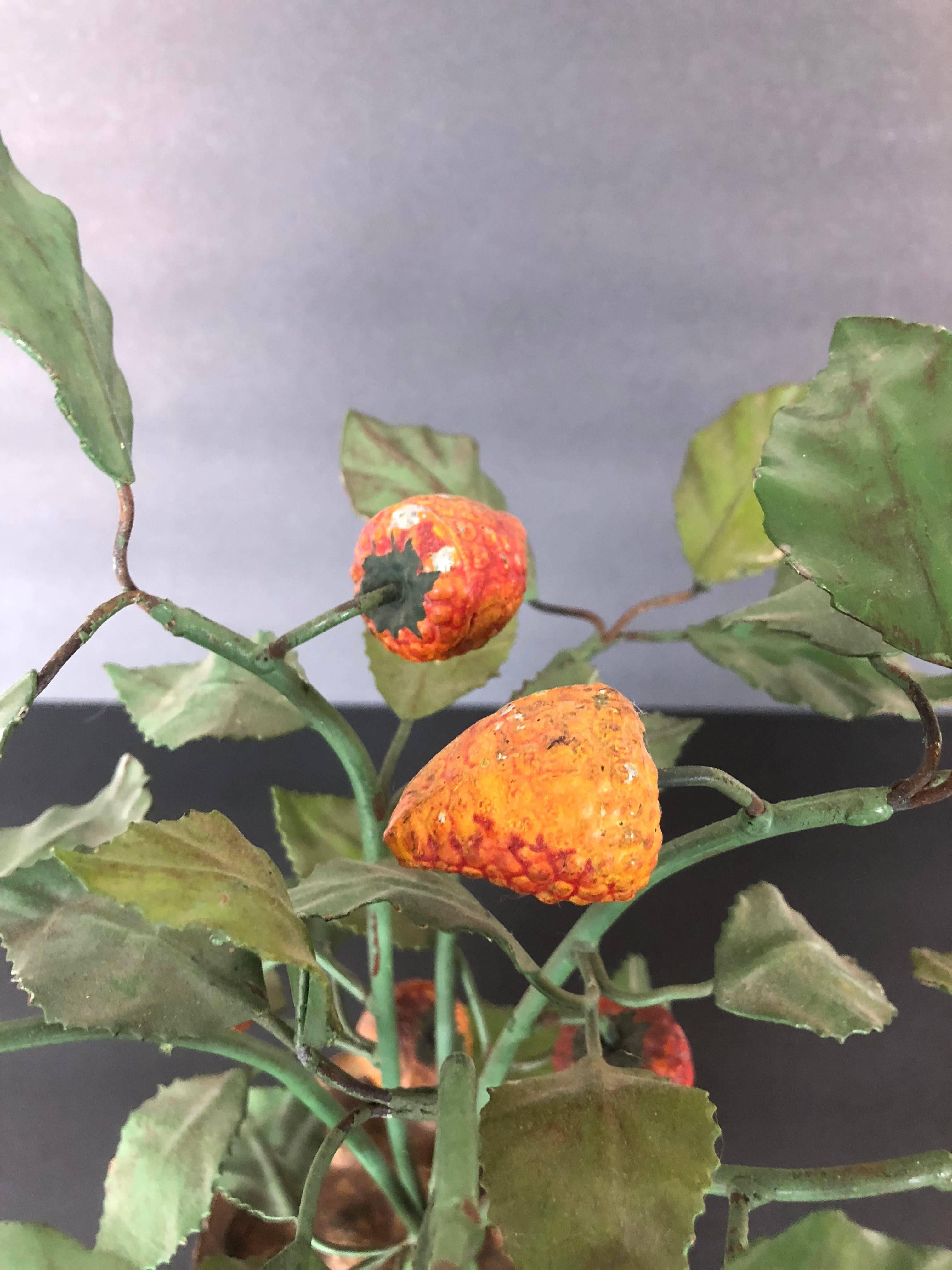 Italian Tole Strawberry Plant In Excellent Condition In Southampton, NY