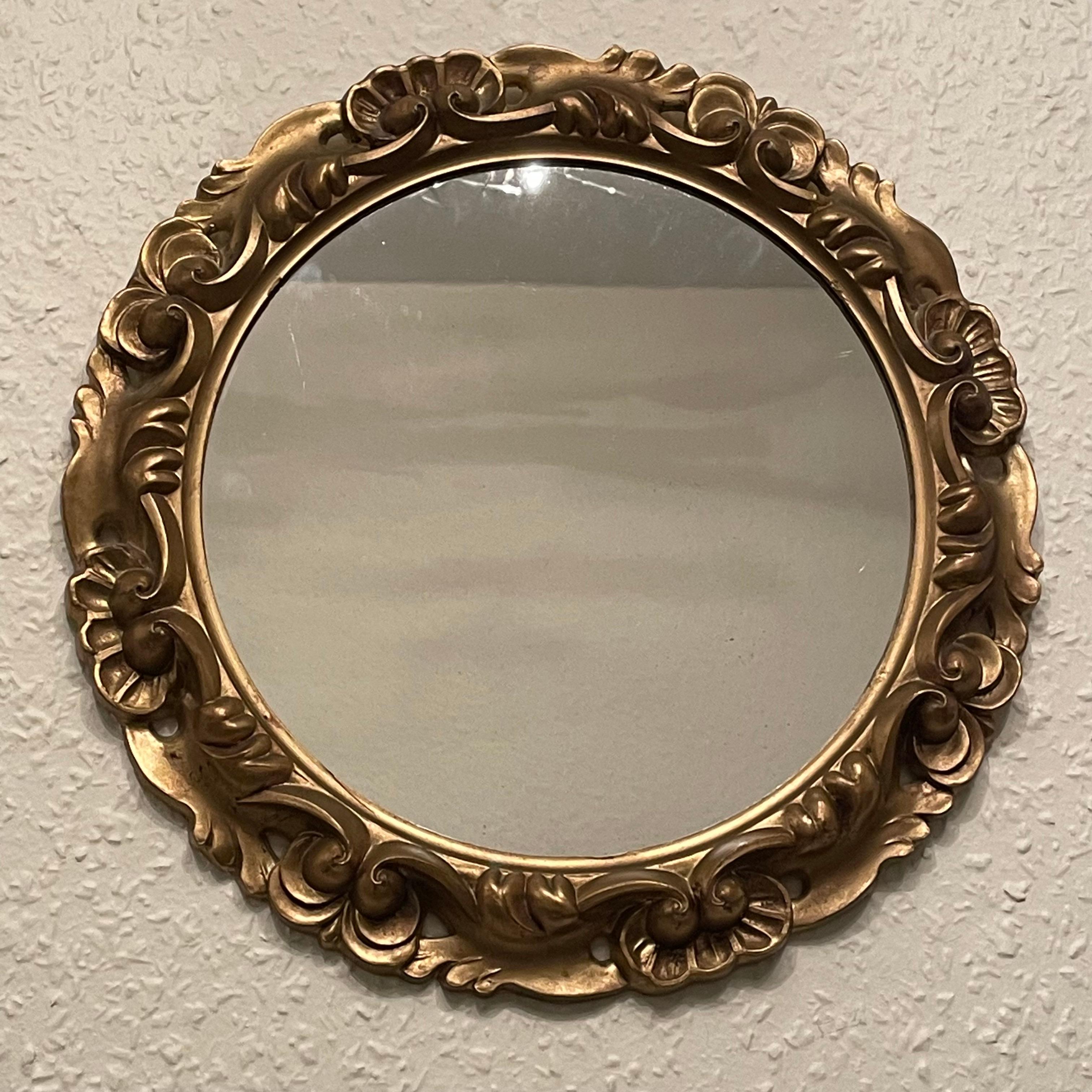 Hollywood Regency Italian Tole Toleware Chic Gilt Resin Mirror, circa 1980s For Sale