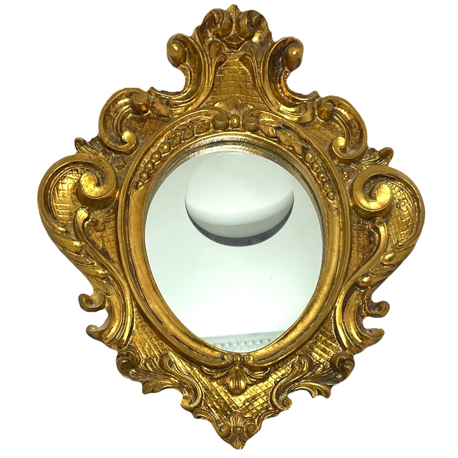 Mid-20th Century Italian Tole Toleware Chic Gilt Wood Mirror, circa 1950s