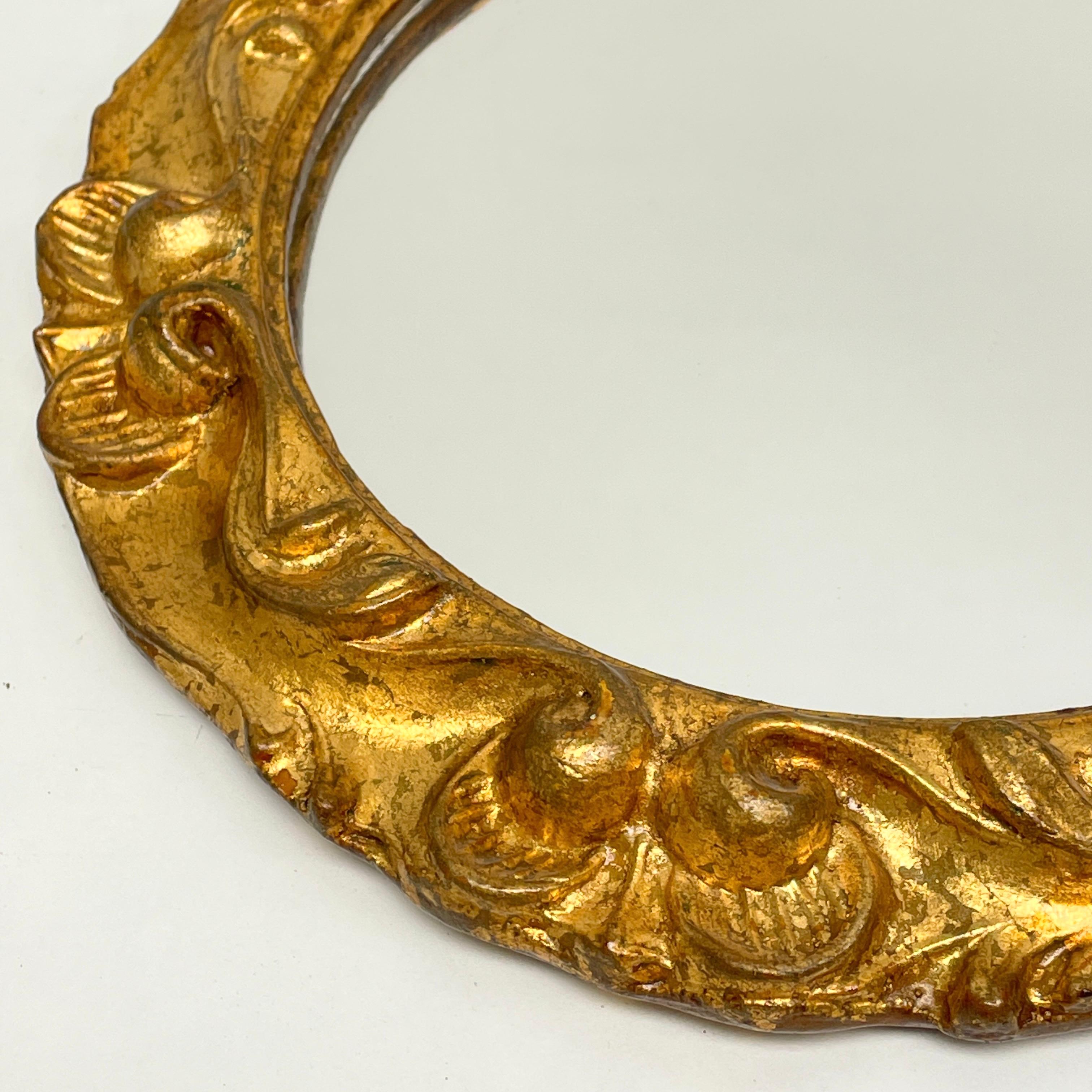 Hollywood Regency Italian Tole Toleware Chic Giltwood Mirror, circa 1960s For Sale