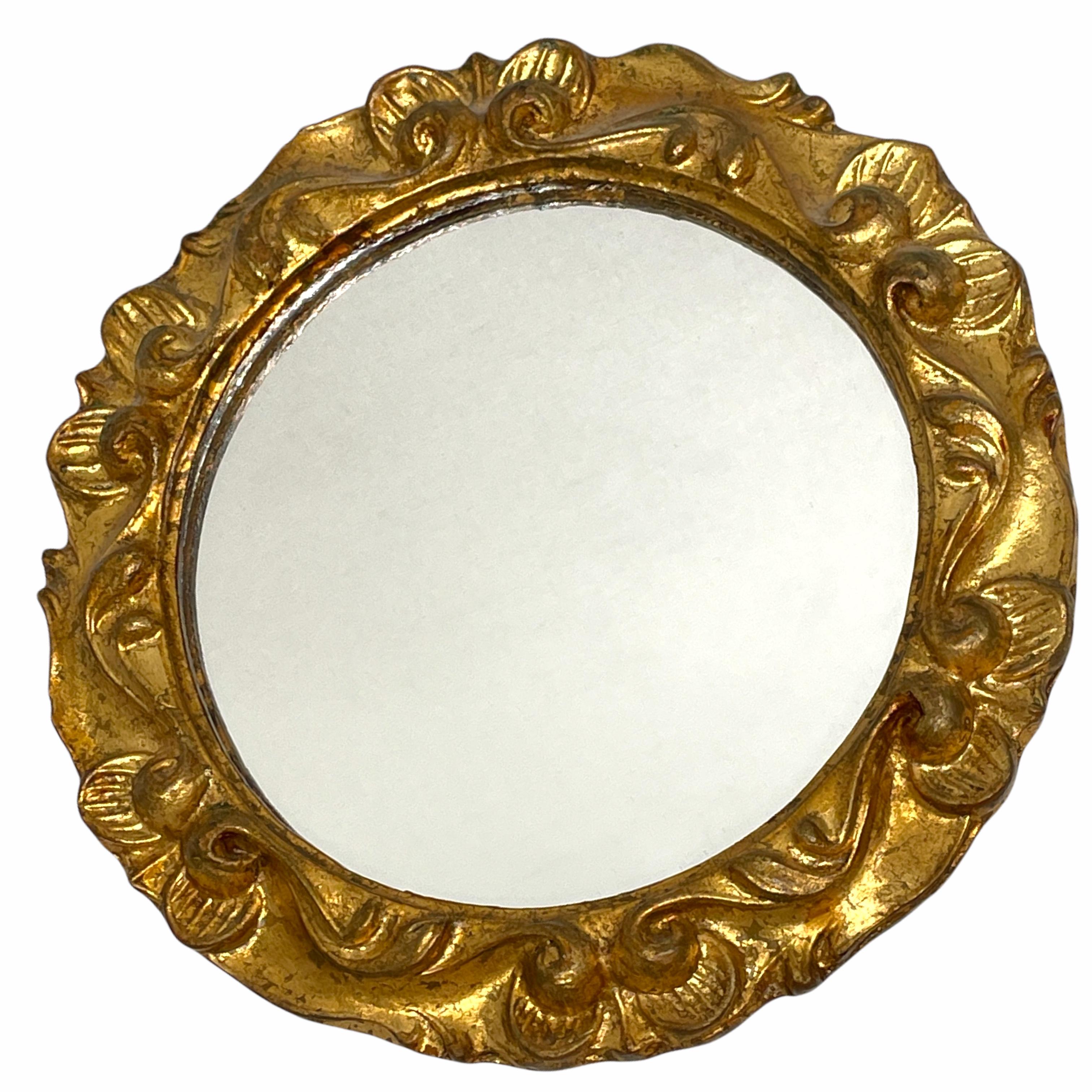 Italian Tole Toleware Chic Giltwood Mirror, circa 1960s For Sale