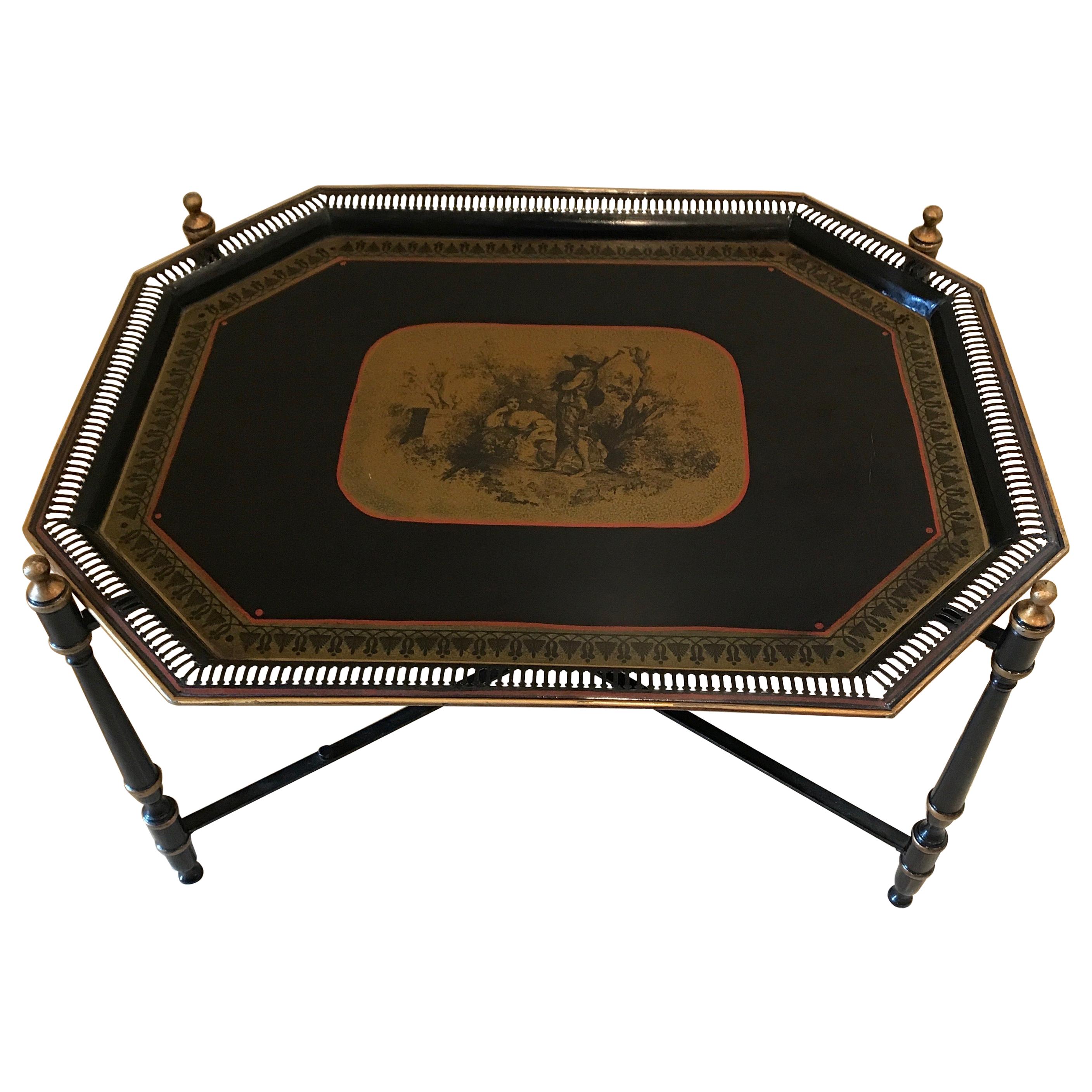 Italian Tole Tray Table For Sale