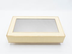 Italian Tommaso Barbi Faux Bamboo Brass Mirrored Coffee Table, 1970s