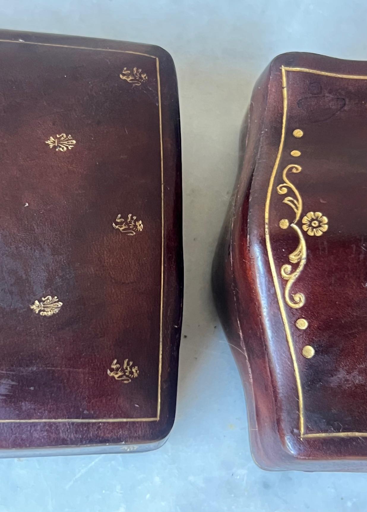 Italian Tooled Leather Boxes-Set of 2, C. 1960's For Sale 5