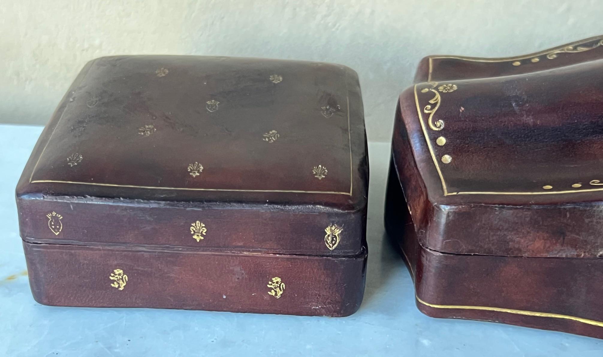 Italian Tooled Leather Boxes-Set of 2, C. 1960's For Sale 7