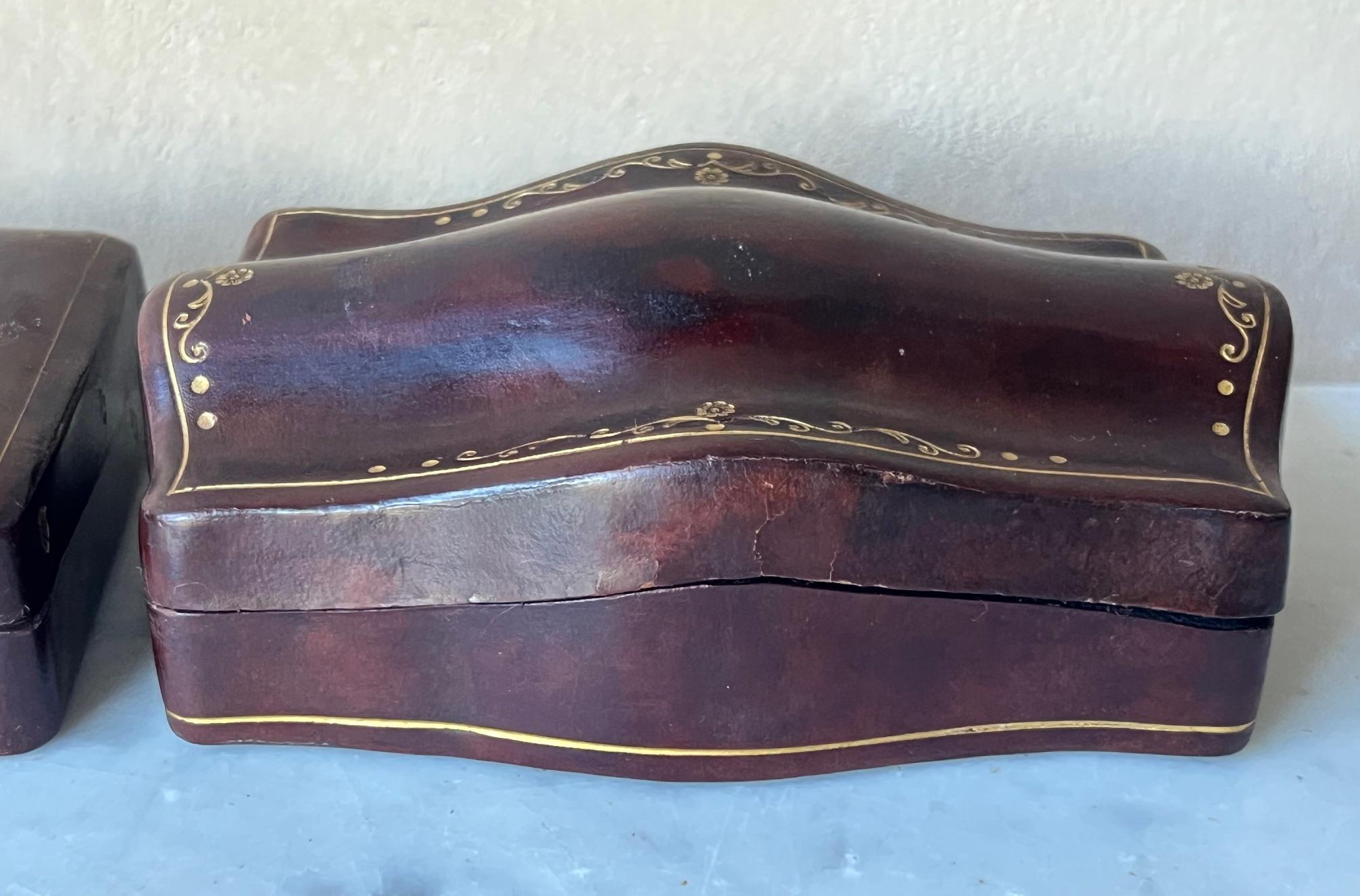 Italian Tooled Leather Boxes-Set of 2, C. 1960's For Sale 8