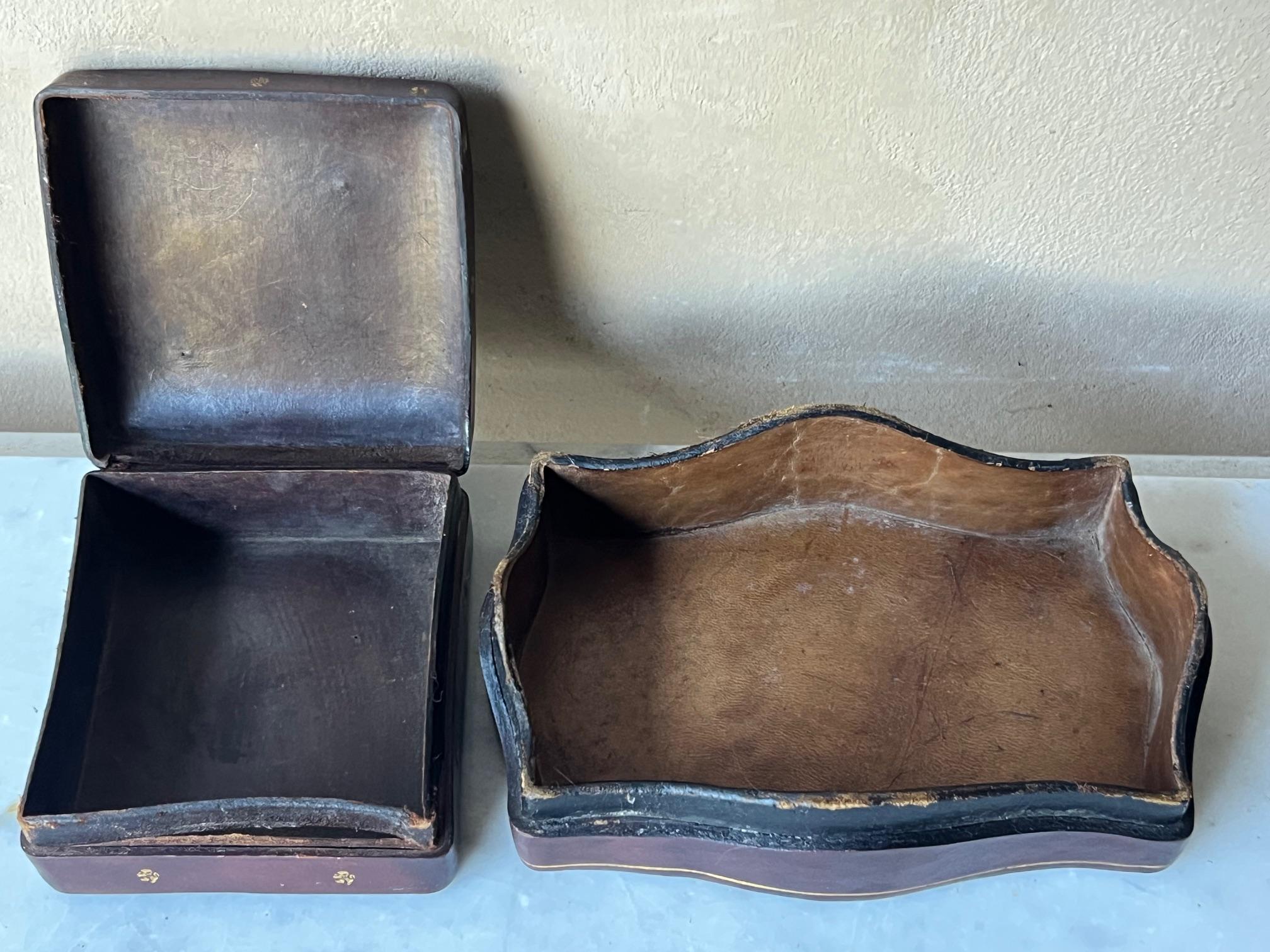 Italian Tooled Leather Boxes-Set of 2, C. 1960's For Sale 9