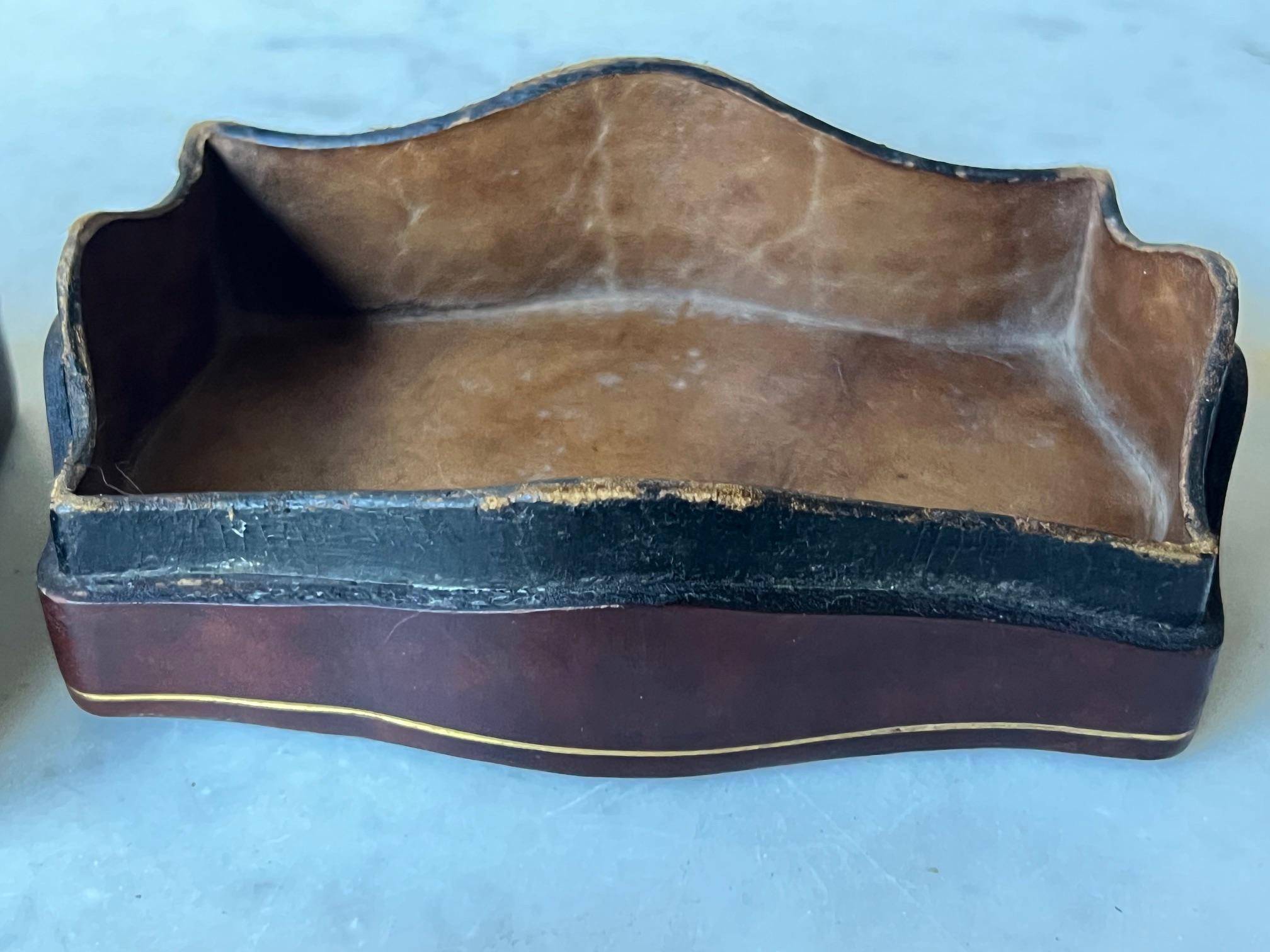 Italian Tooled Leather Boxes-Set of 2, C. 1960's For Sale 10