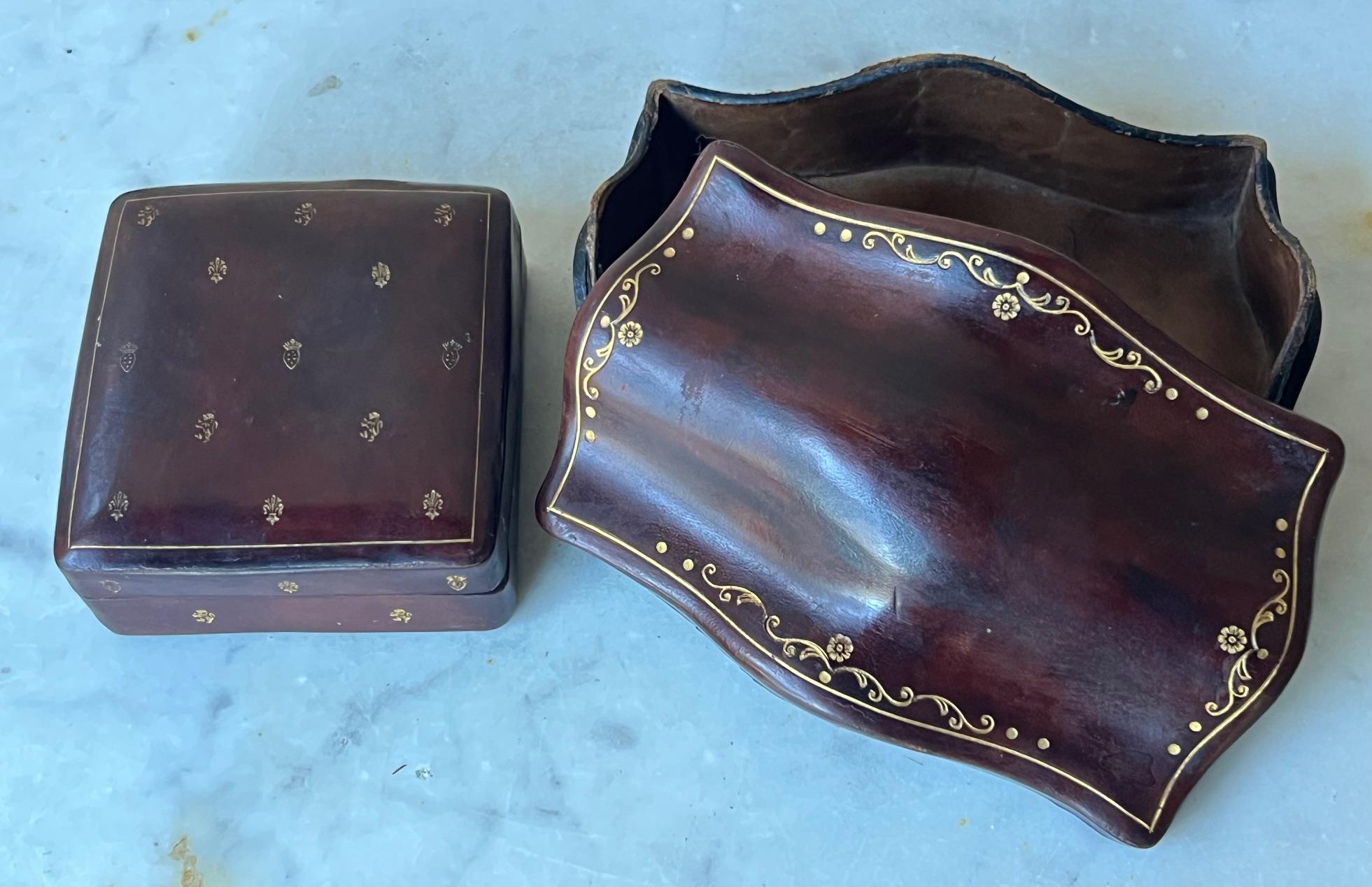 Italian Tooled Leather Boxes-Set of 2, C. 1960's For Sale 11