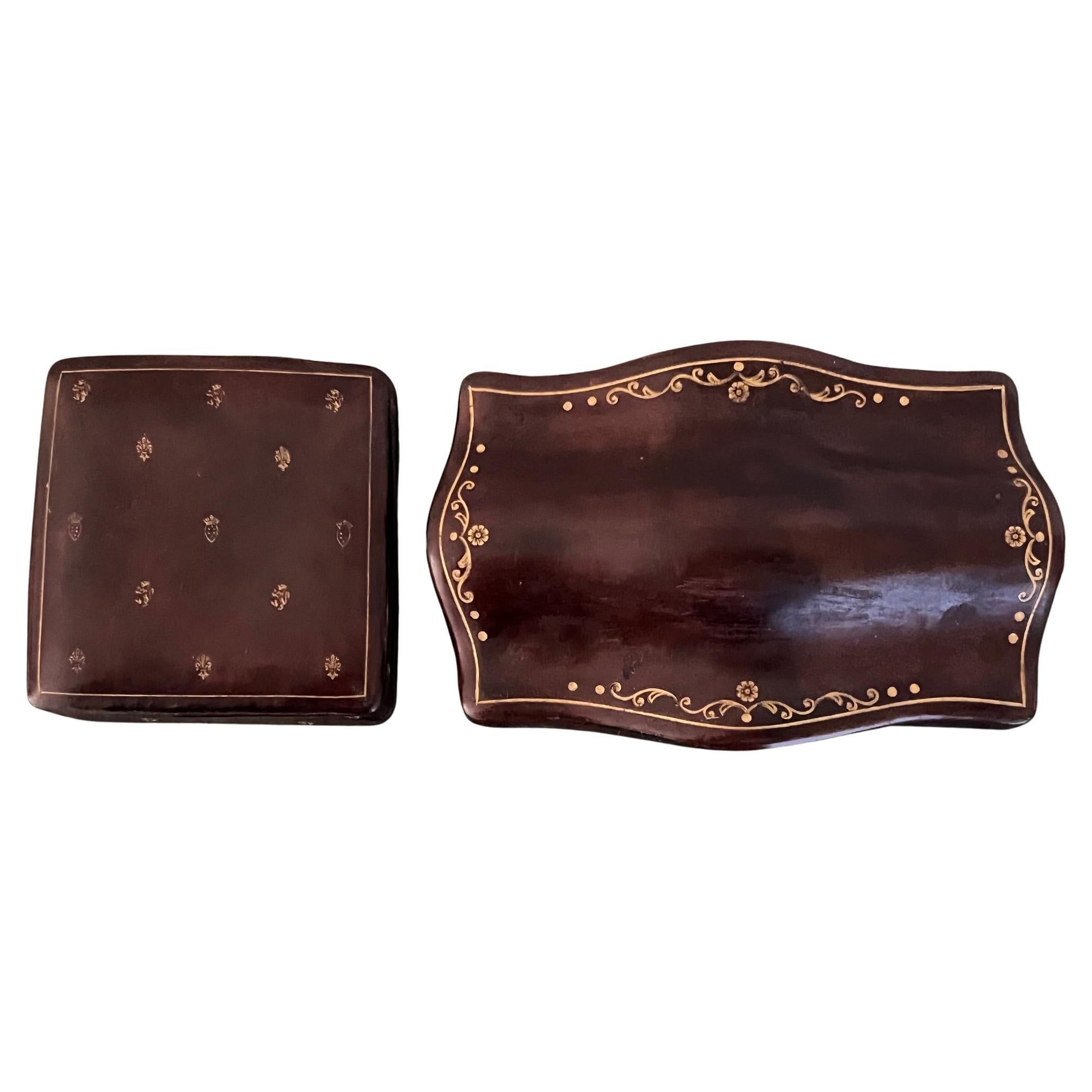 Embossed Italian Tooled Leather Boxes-Set of 2, C. 1960's For Sale