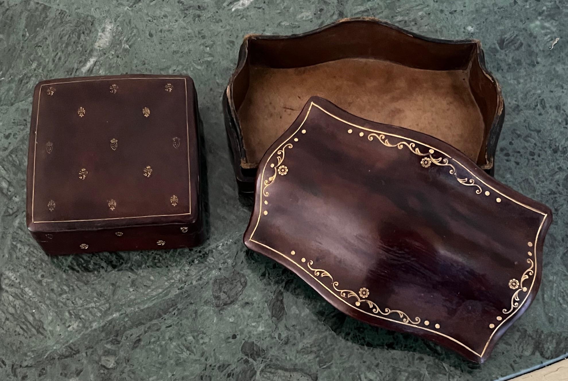 Italian Tooled Leather Boxes-Set of 2, C. 1960's For Sale 2