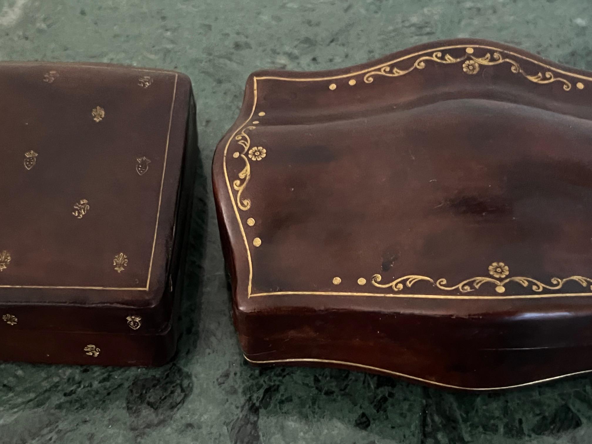 Italian Tooled Leather Boxes-Set of 2, C. 1960's For Sale 3