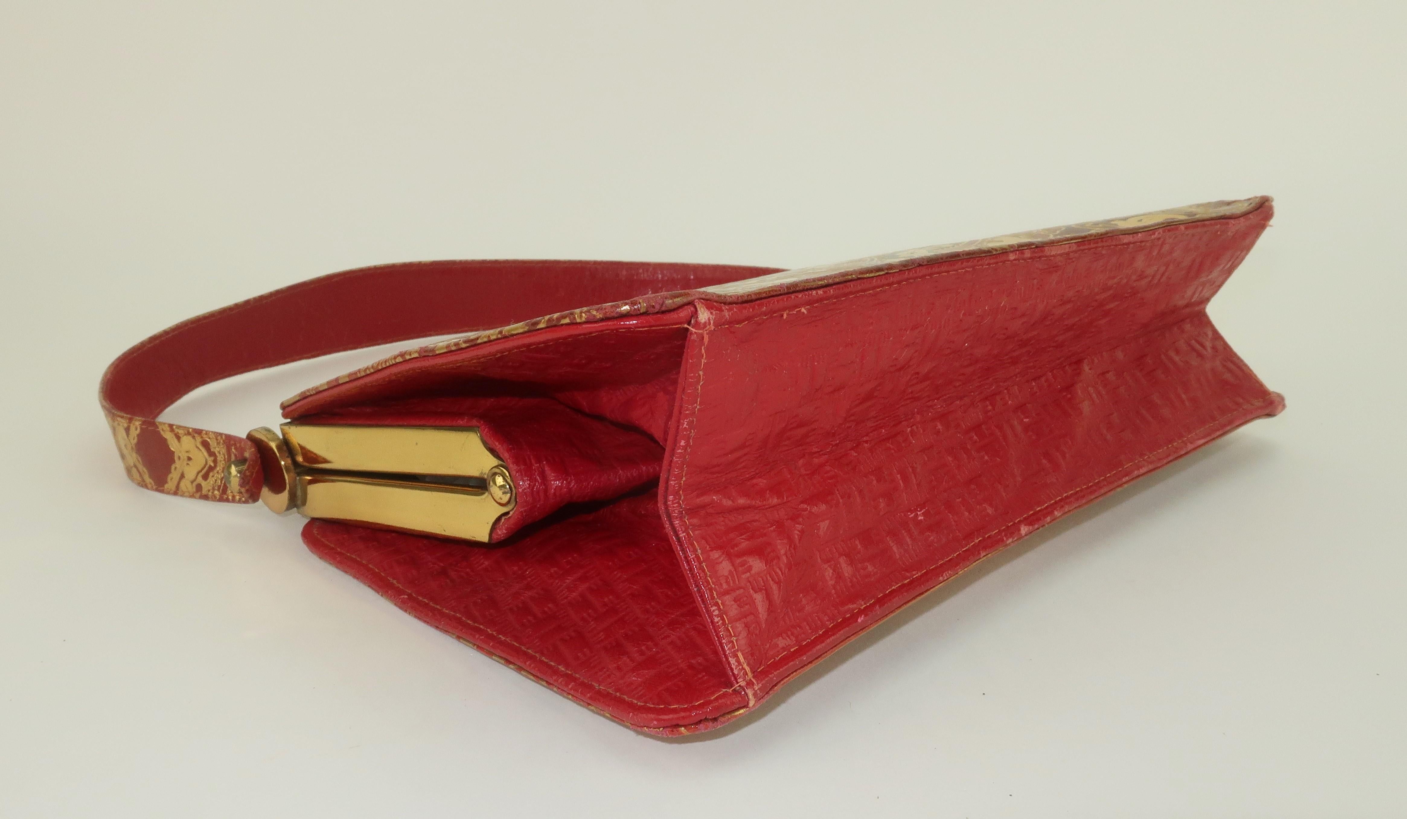 Italian Tooled Leather Handbag, 1950's 2