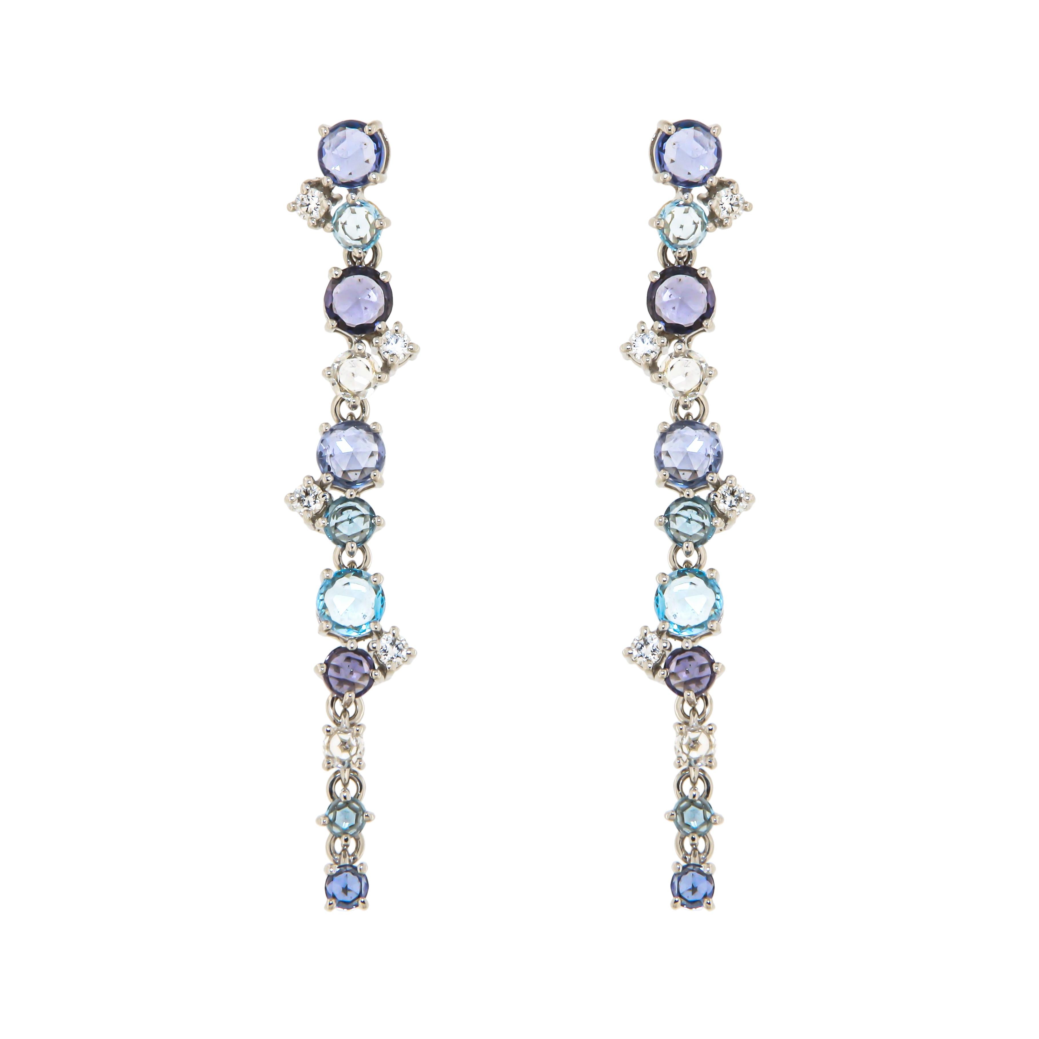 Italienische Cocktail-Halskette aus 18 Karat Gold mit italienischem Topas, blauem Saphir und Diamant (Moderne) im Angebot
