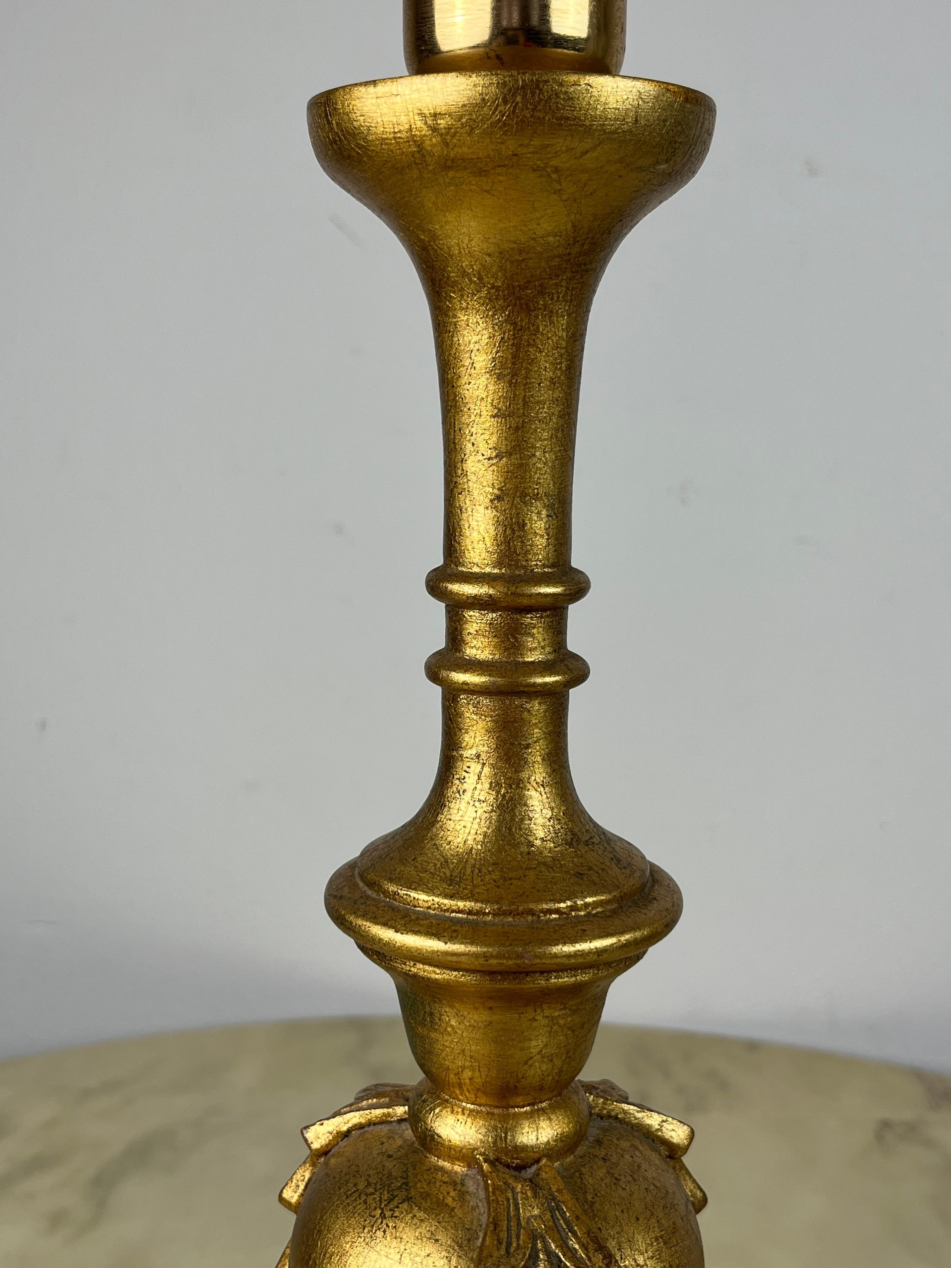 Other Italian Torch Table Lamp in Golden Beech Wood, 1980s For Sale