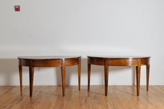 Italian, Torino, Pair of Walnut Demilune Console Tables, 1st Quarter 19th Cent.