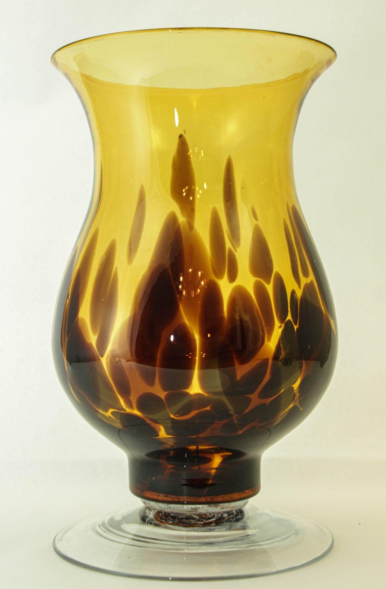 Italienische Vase aus mundgeblasenem Schildpatt-Kunstglas mit Fuß aus 1970 im Angebot 1