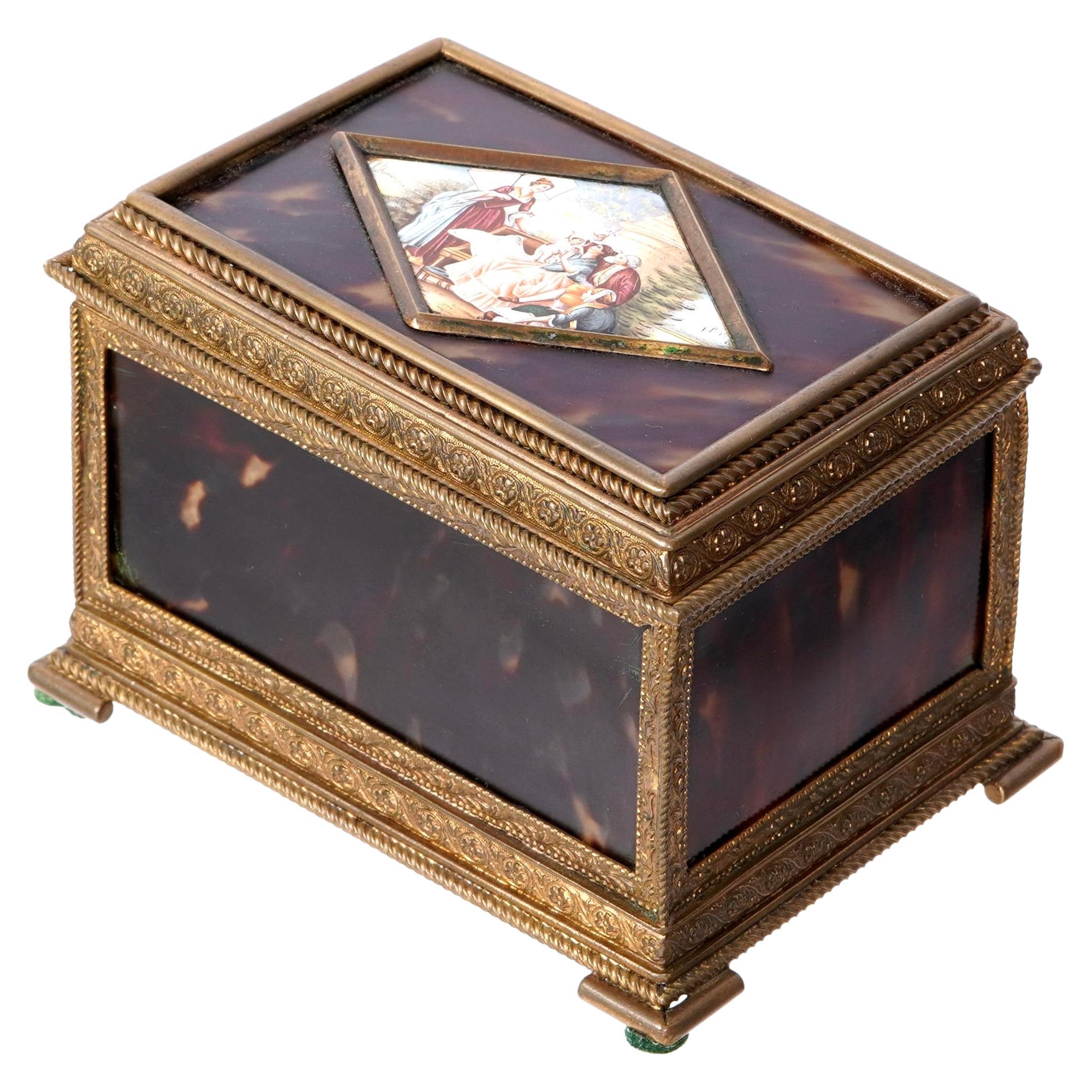 Caja cómoda italiana de carey y esmalte