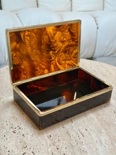 Dekorative Schatulle aus Lucite und Messing in italienischem Schildpatt-Look, 1970er Jahre