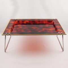 Italian Tortoiseshell Lucite Barware Folding Tray Table
