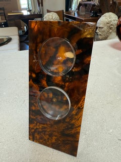 Italian Tortoiseshell Lucite Double Picture Frame, 1970s