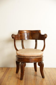 Italian, Toscana, Mid Neoclassic, Walnut Swivel Desk Chair, ca. 1825