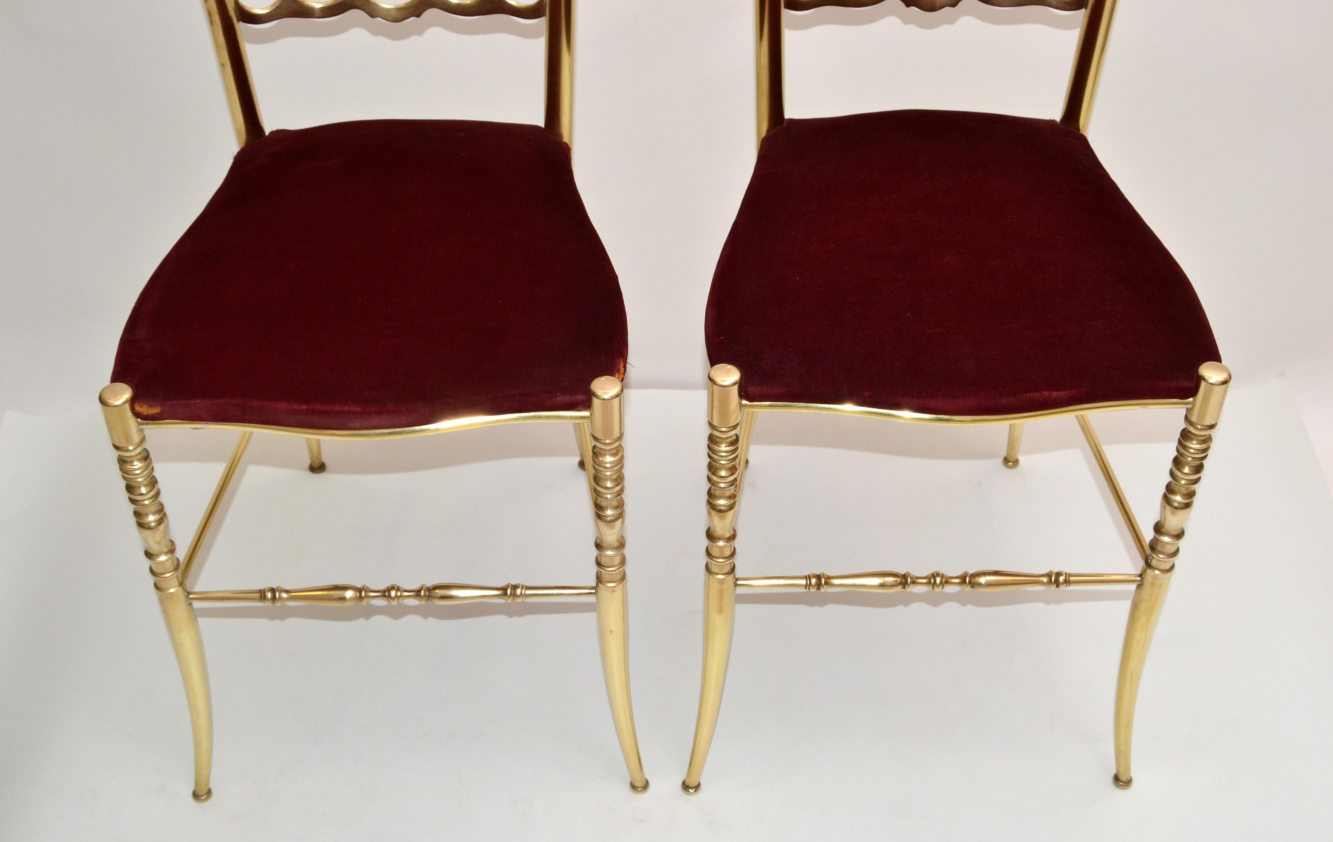 Italian Traditional Chiavari Bronze High Back Chairs Mid-Century Modern, Pair 5