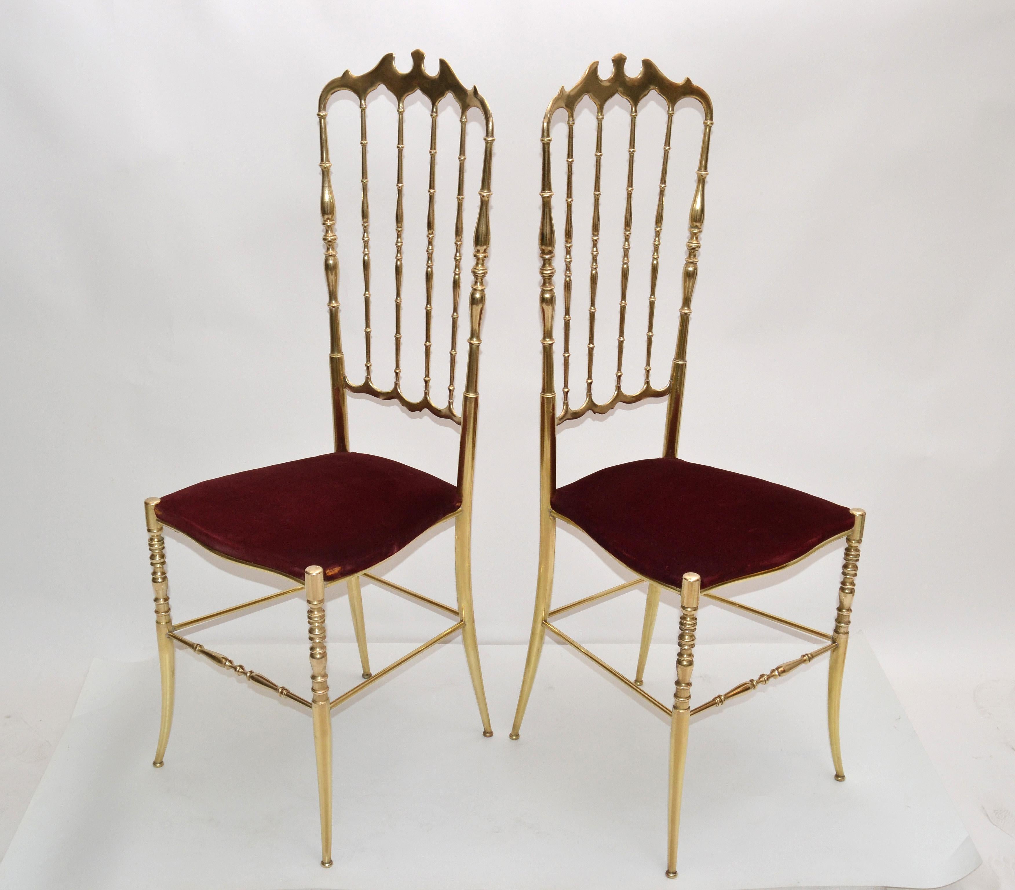 Italian Traditional Chiavari Bronze High Back Chairs Mid-Century Modern, Pair 8