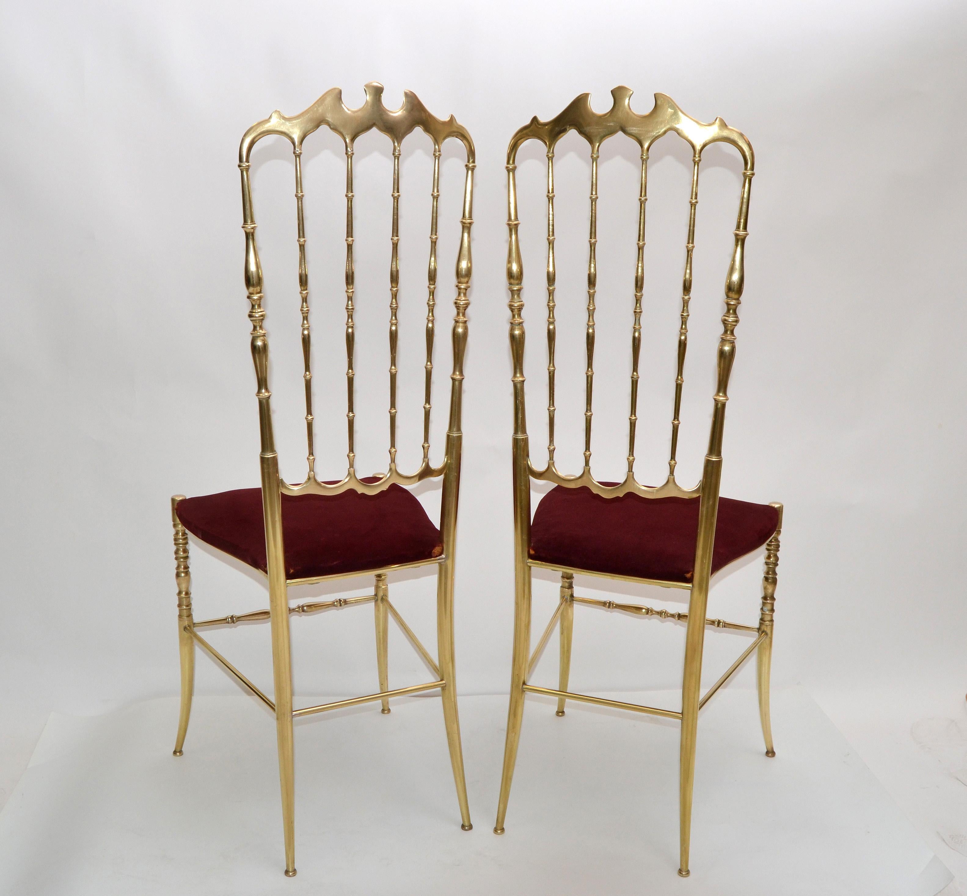 Italian Traditional Chiavari Bronze High Back Chairs Mid-Century Modern, Pair 2