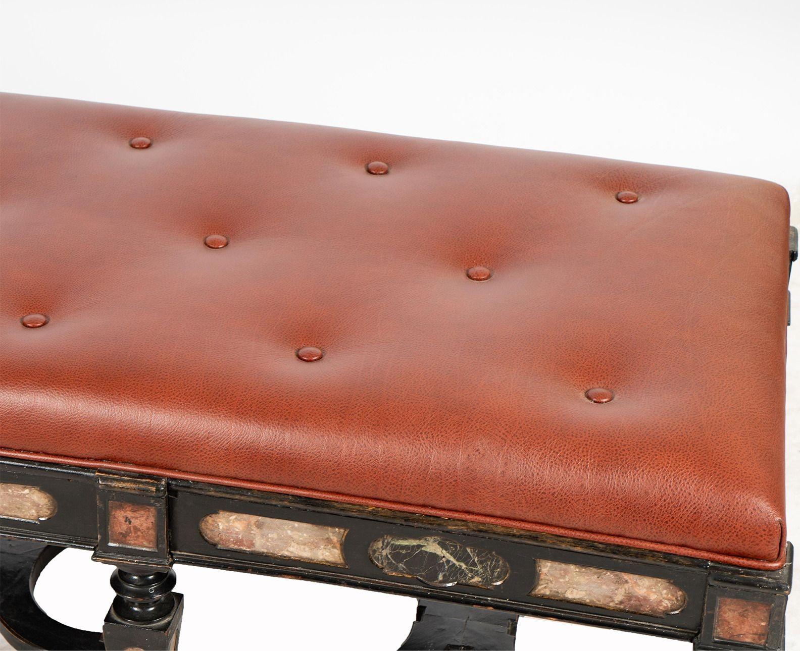 Banco tradicional italiano de mármol y madera ebonizada, c. 1900 en Bueno estado para la venta en Los Angeles, CA