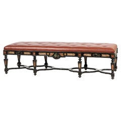 Italian Traditional Marble & Ebonized Wood Bench, c. 1900's