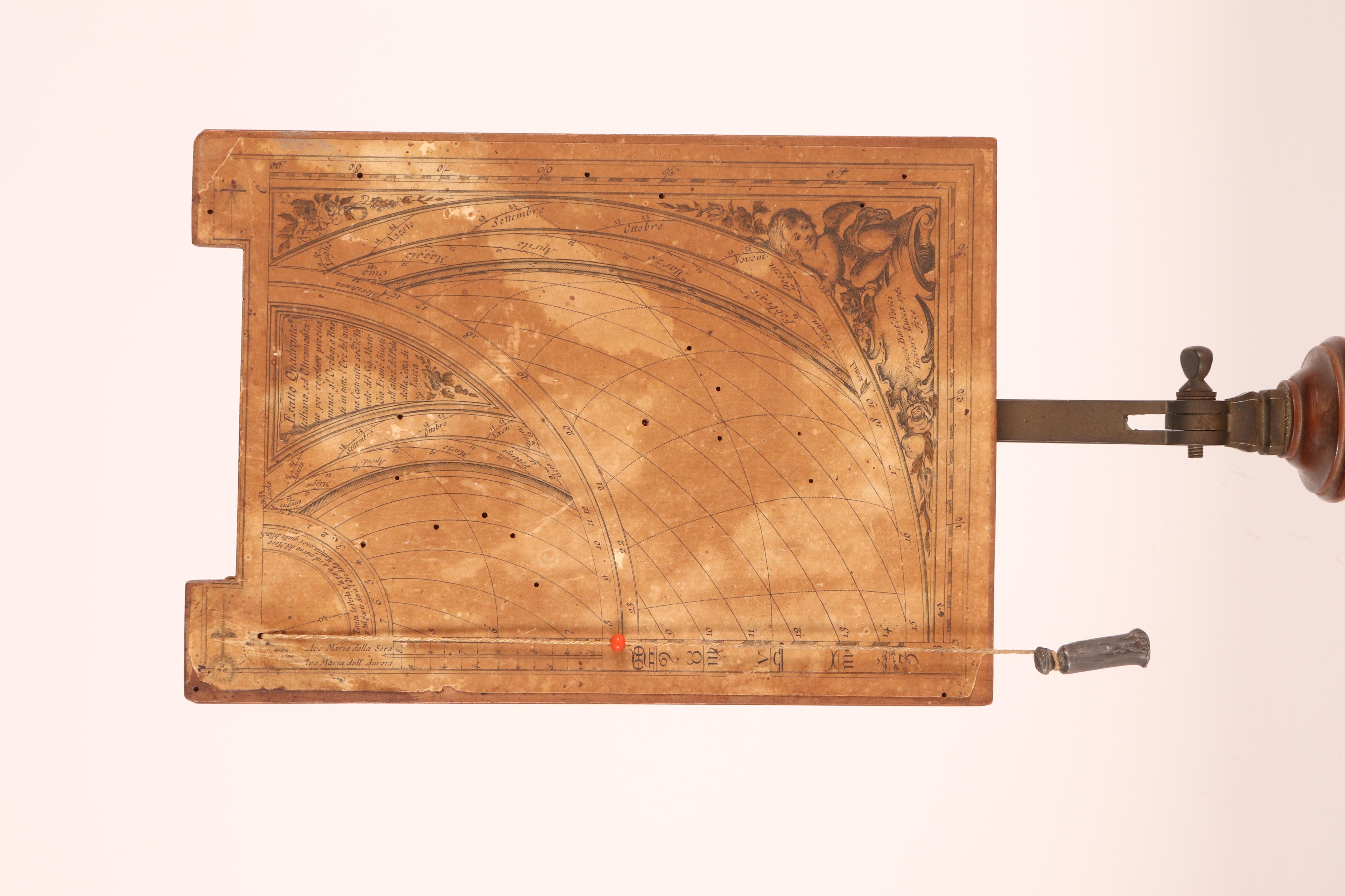 Papier de cadran italien-transalpinien sur carton de bois. Giusti, Nerici, Italie 1781 Bon état - En vente à Milan, IT