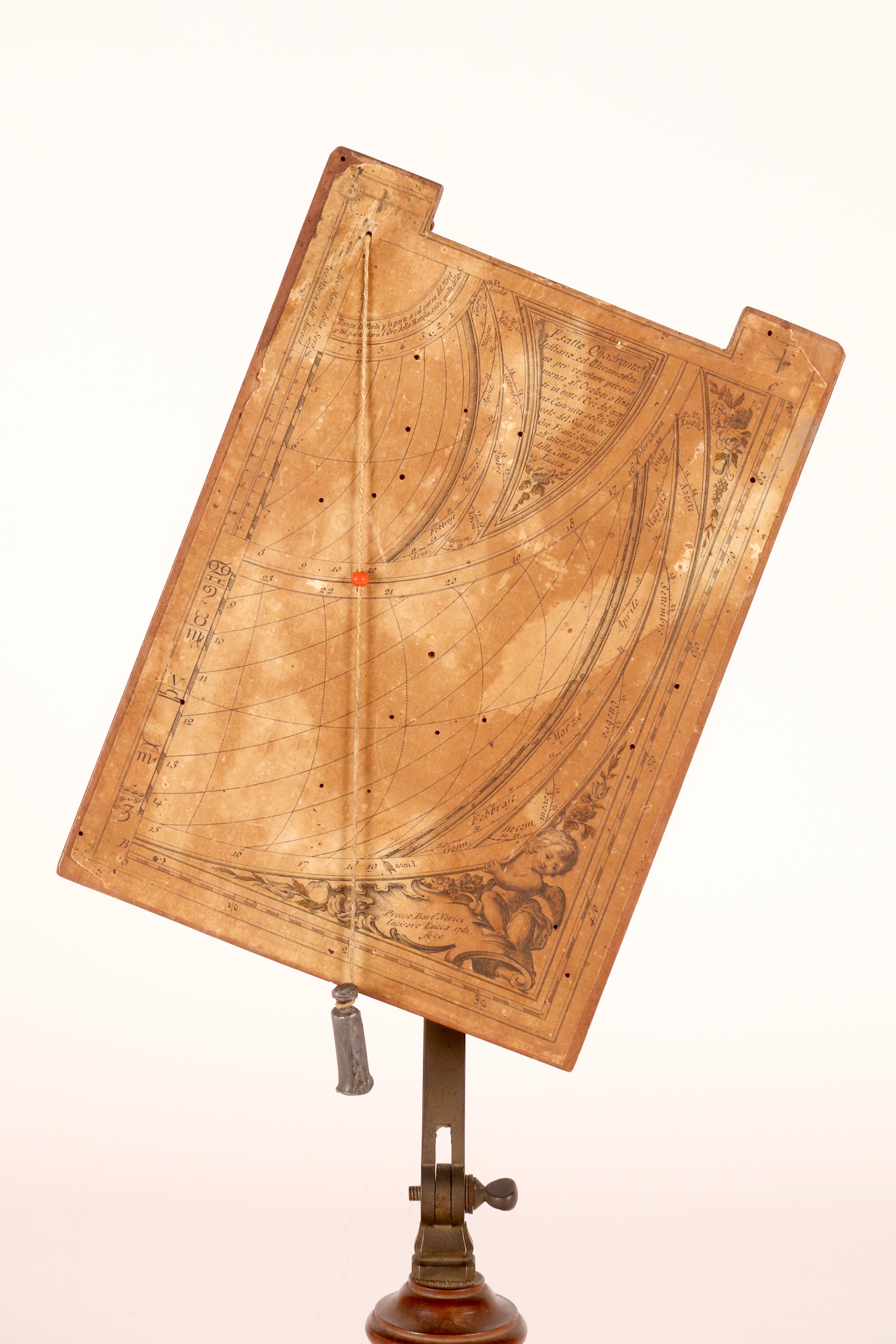 Fin du XVIIIe siècle Papier de cadran italien-transalpinien sur carton de bois. Giusti, Nerici, Italie 1781 en vente