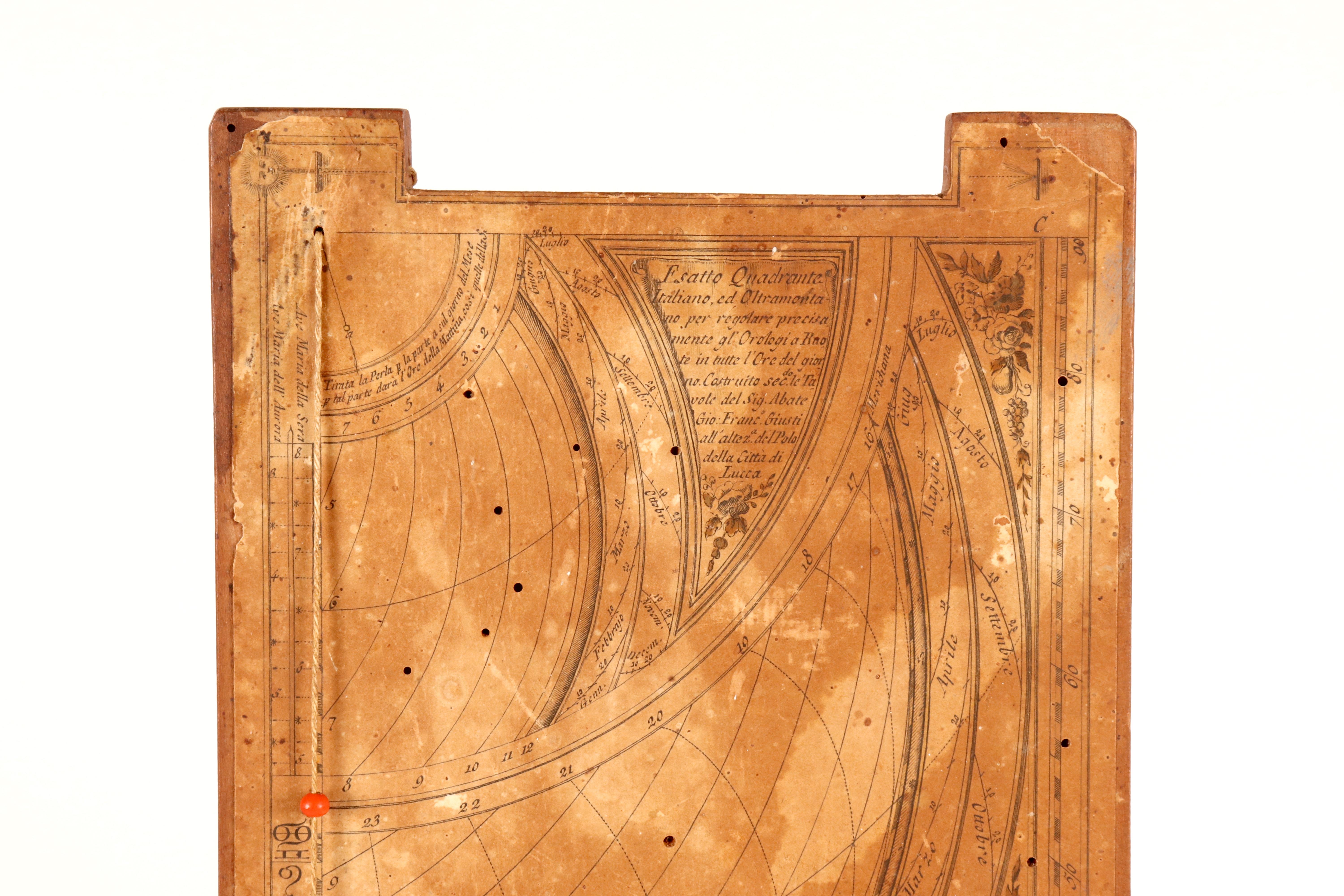 Papier de cadran italien-transalpinien sur carton de bois. Giusti, Nerici, Italie 1781 en vente 1