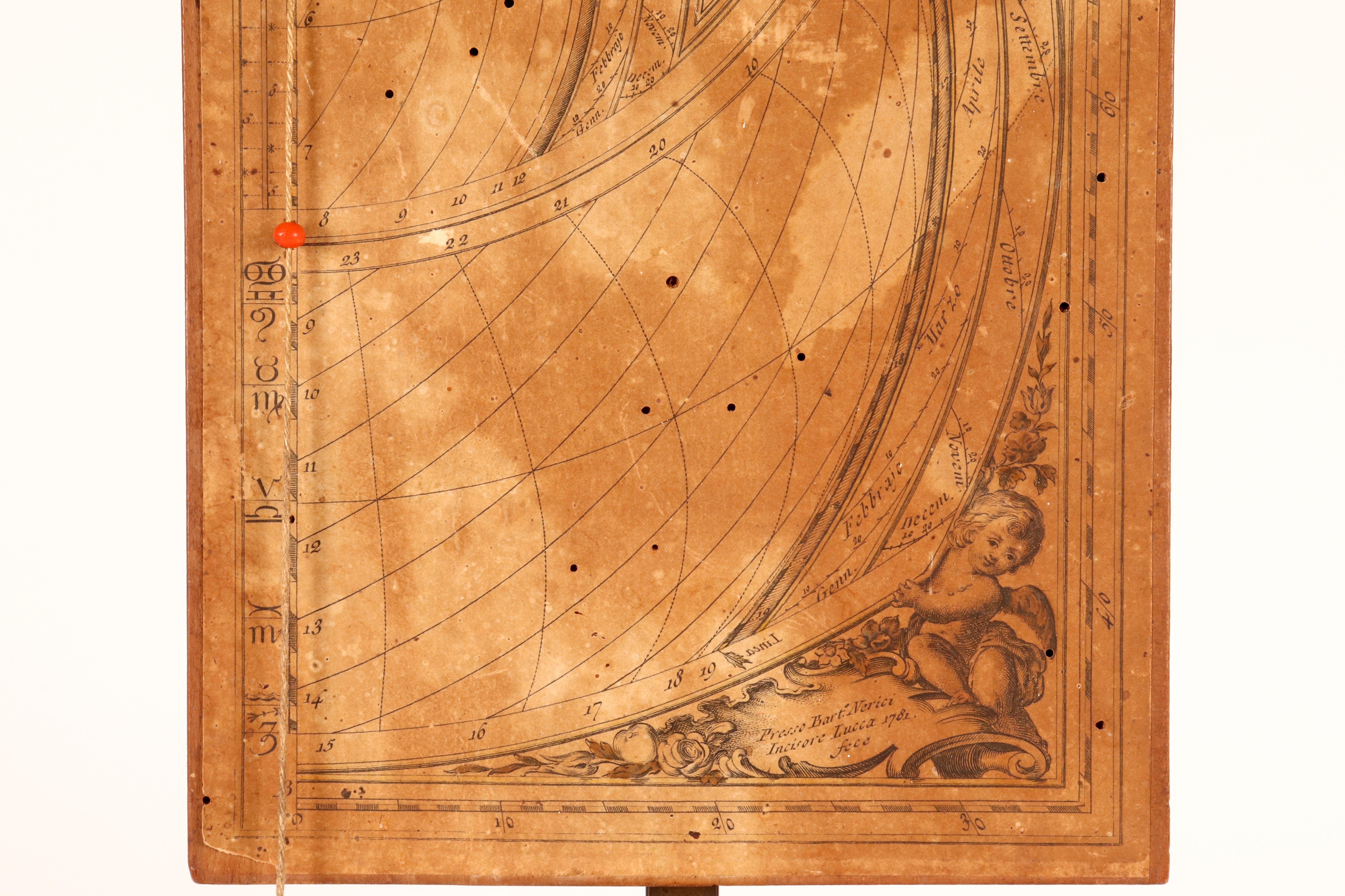 Papier de cadran italien-transalpinien sur carton de bois. Giusti, Nerici, Italie 1781 en vente 2