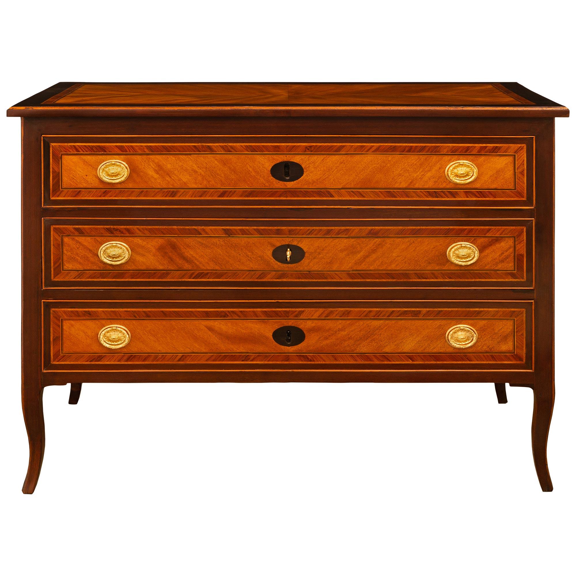 Italian Transitional Period Mahogany, Tulipwood, Cherrywood And Ormolu Commode For Sale 6