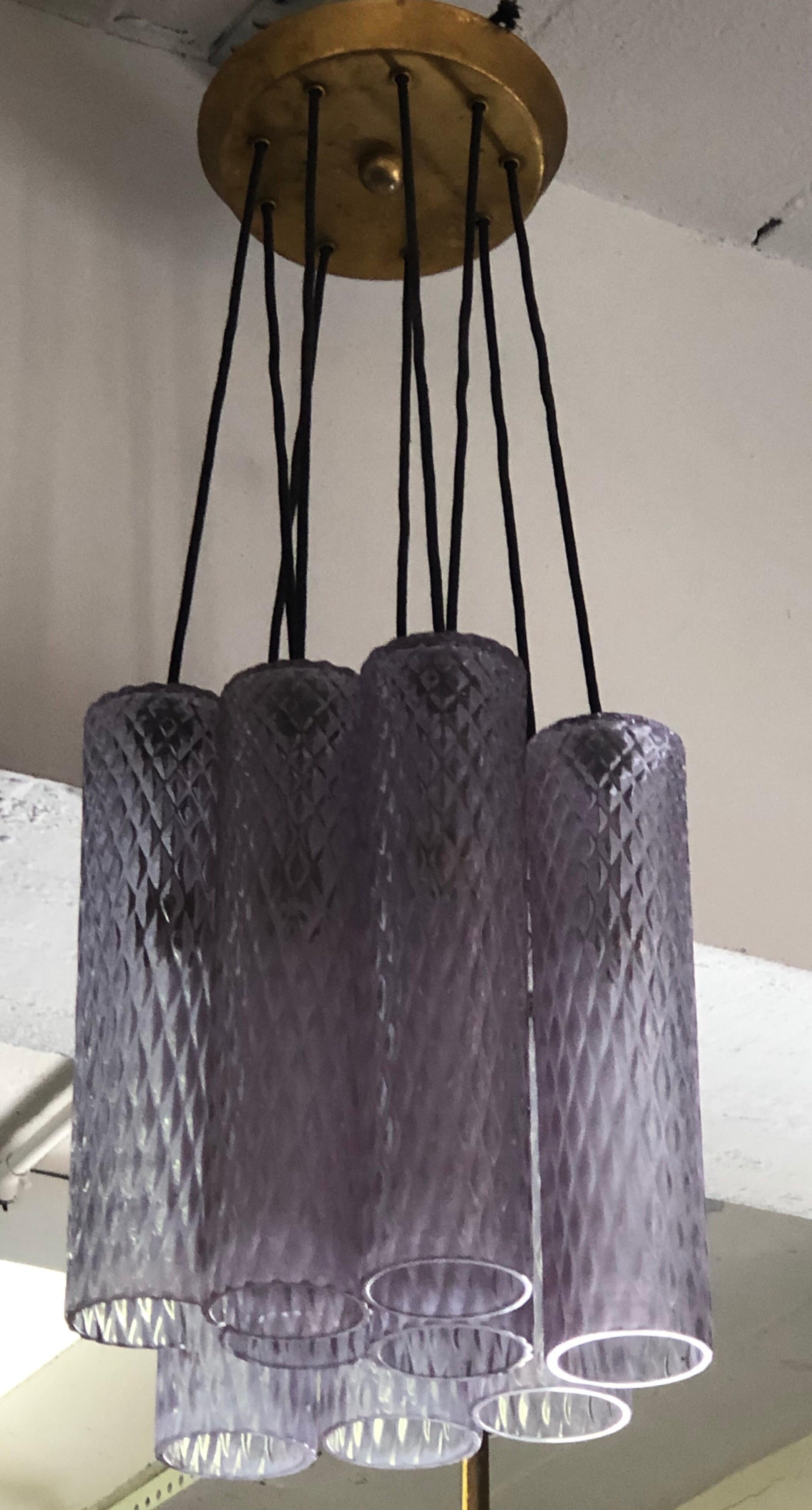 Italian Translucent Purple Murano Glass Column Pendant or Chandelier In Good Condition For Sale In New York, NY