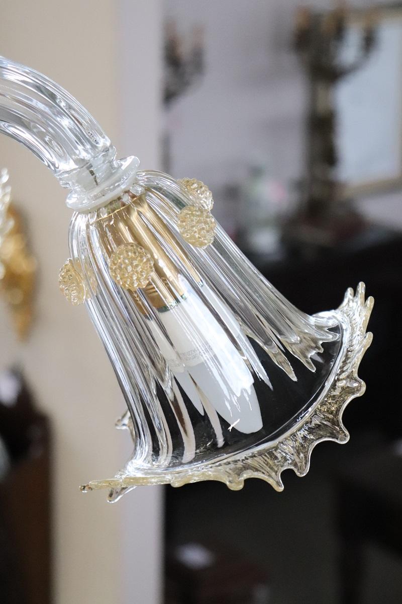 Lampadario italiano in vetro di Murano trasparente con 6 lampadine firmato La Murrina in vendita 4