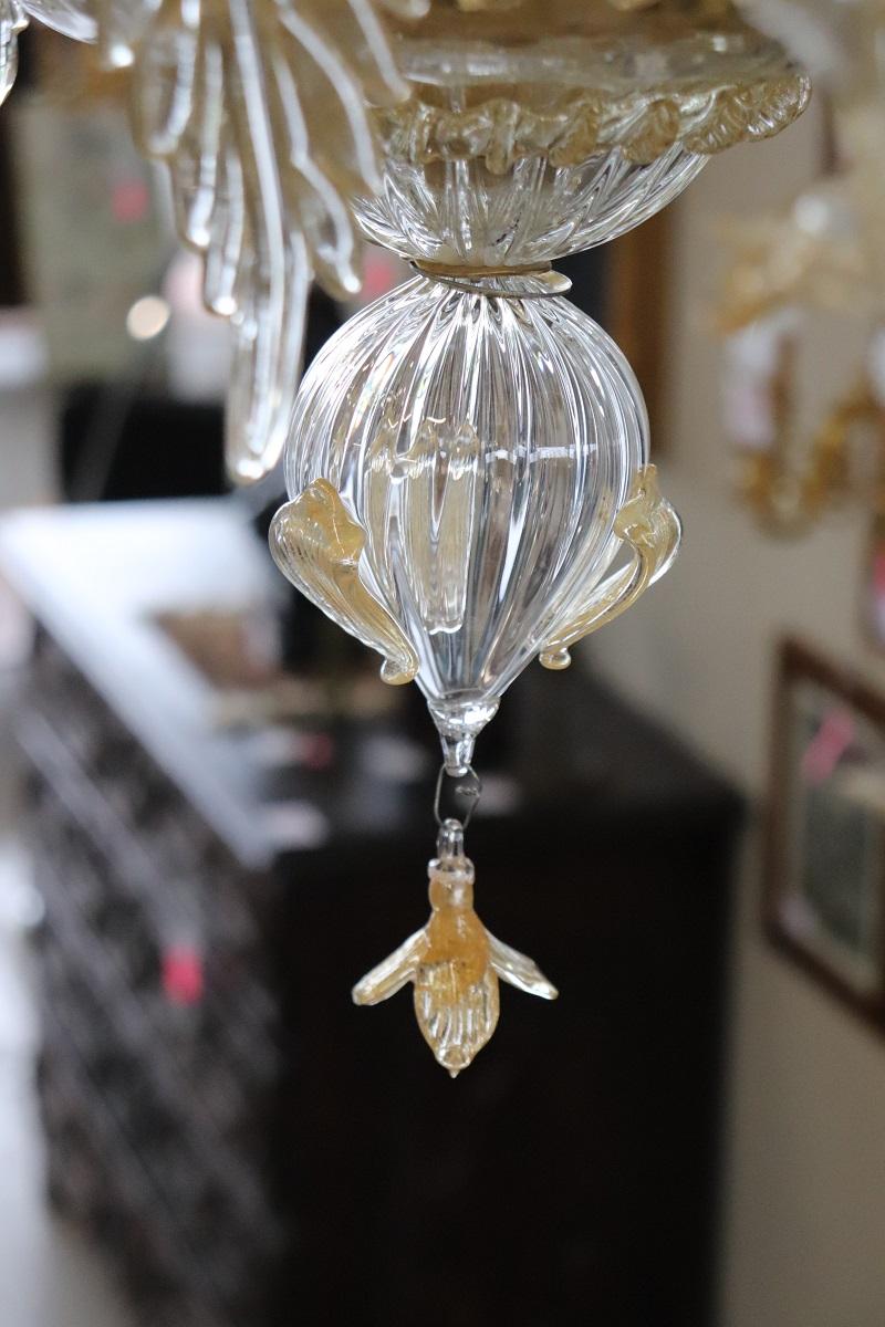 Lampadario italiano in vetro di Murano trasparente con 6 lampadine firmato La Murrina in vendita 6
