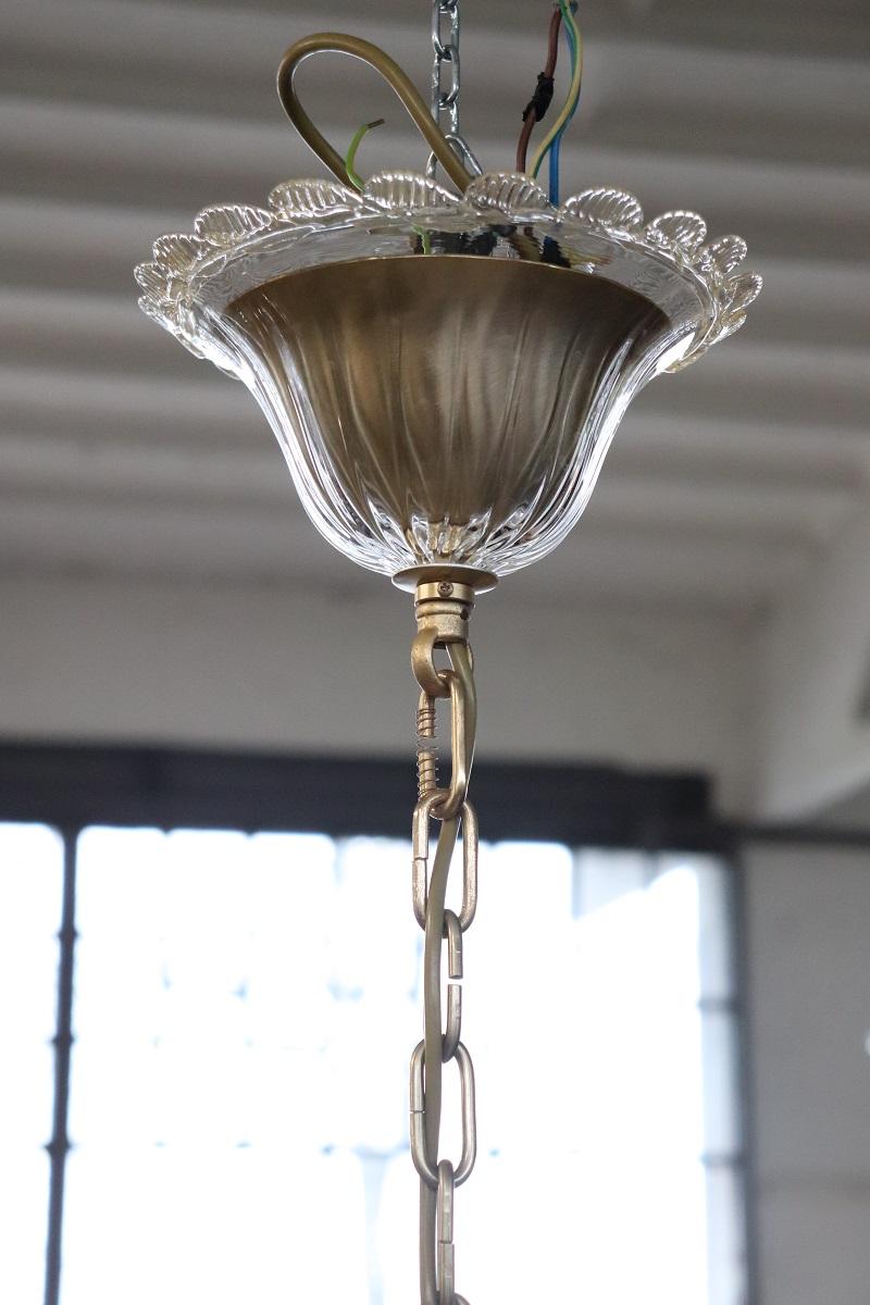 Lampadario italiano in vetro di Murano trasparente con 6 lampadine firmato La Murrina in vendita 1