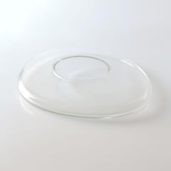 Italian Transparent Murano Glass Flat Vase, Italy 1970s