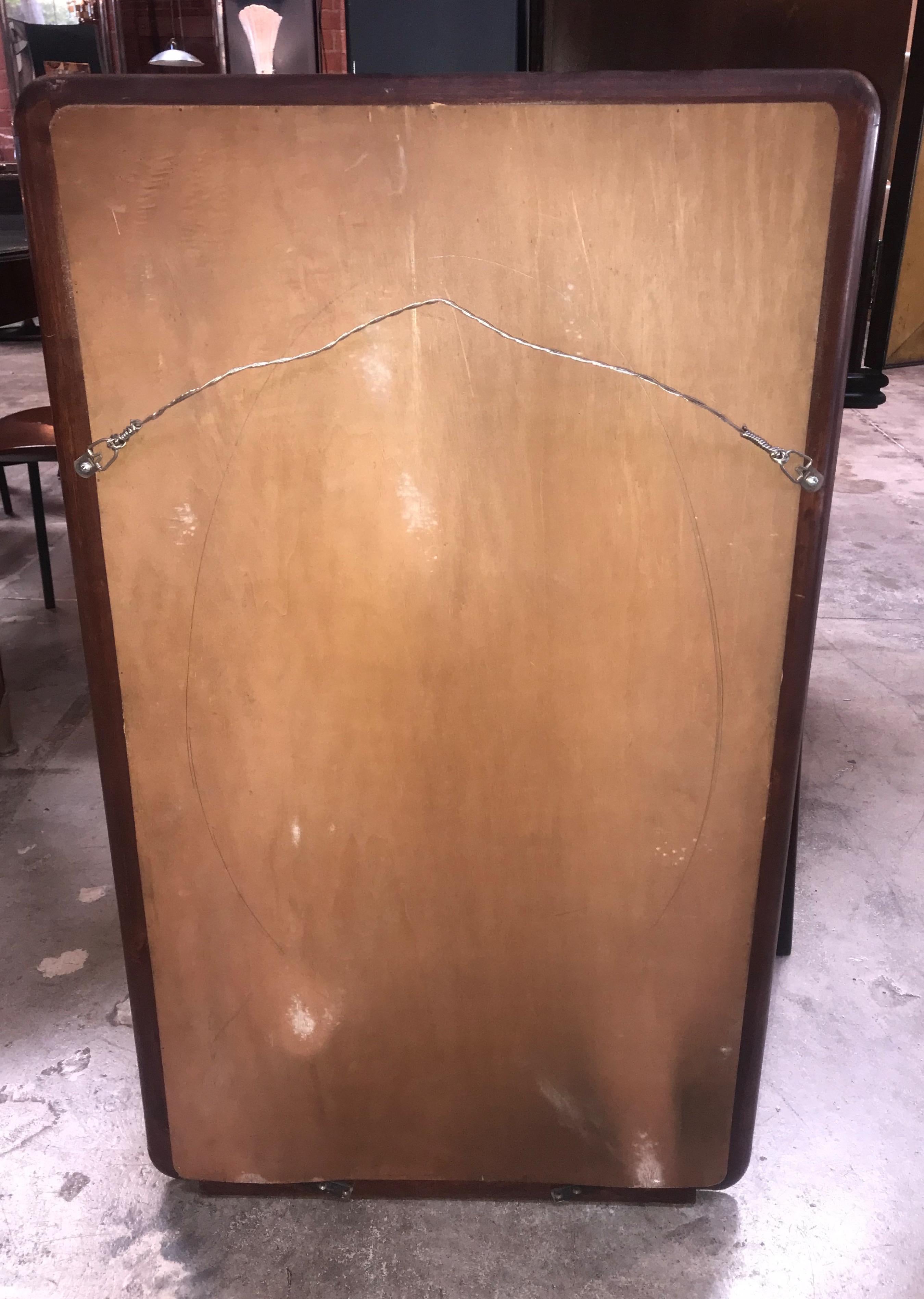 Italian Trapezoidal Midcentury Wood Wall Mirror, 1950s 2